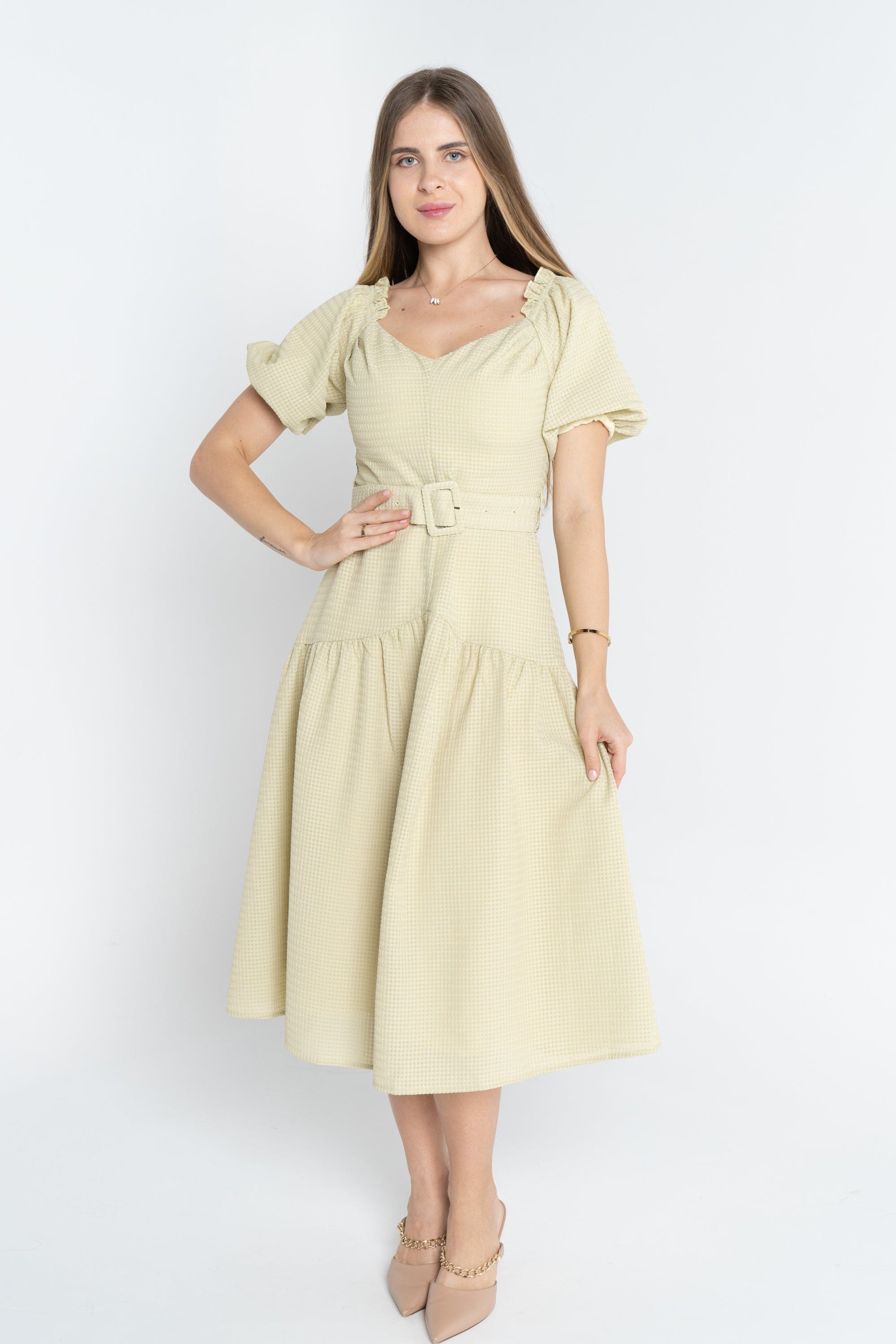 ميكا فستان ميدي مخصر كم قصير بف نسائي