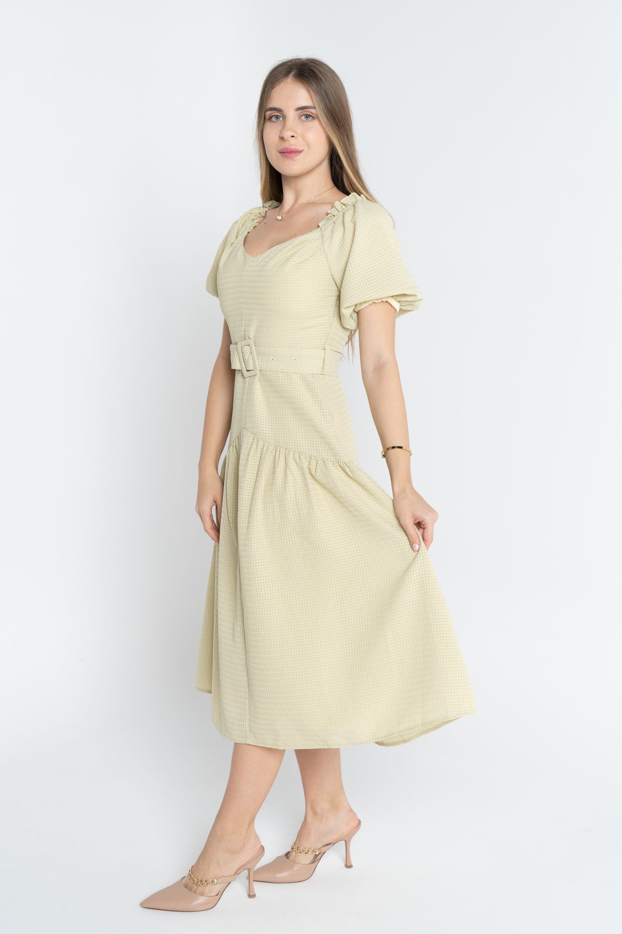 ميكا فستان ميدي مخصر كم قصير بف نسائي