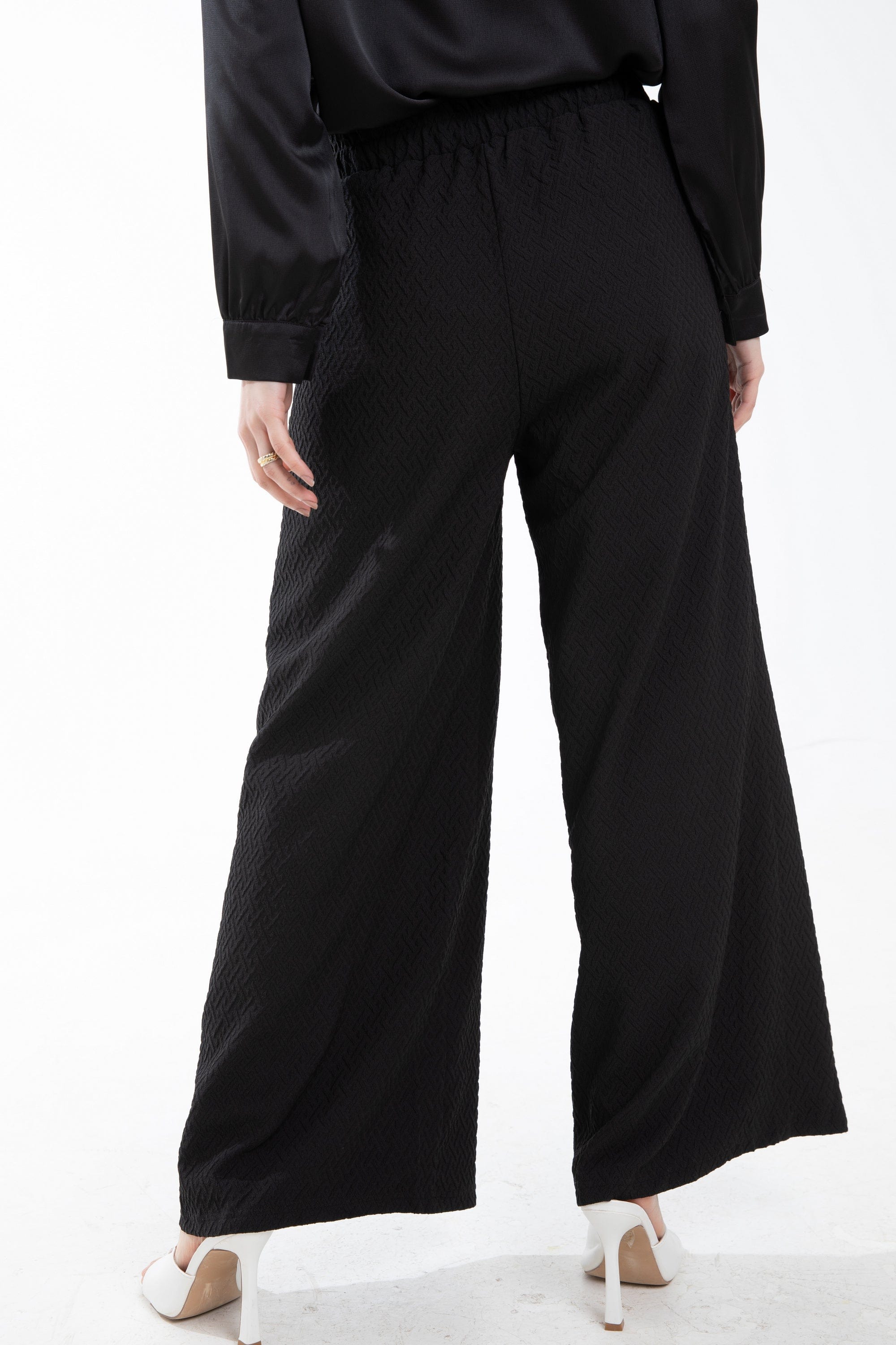 ميكا بنطلون طويل مخصر منقوش واسع نسائي