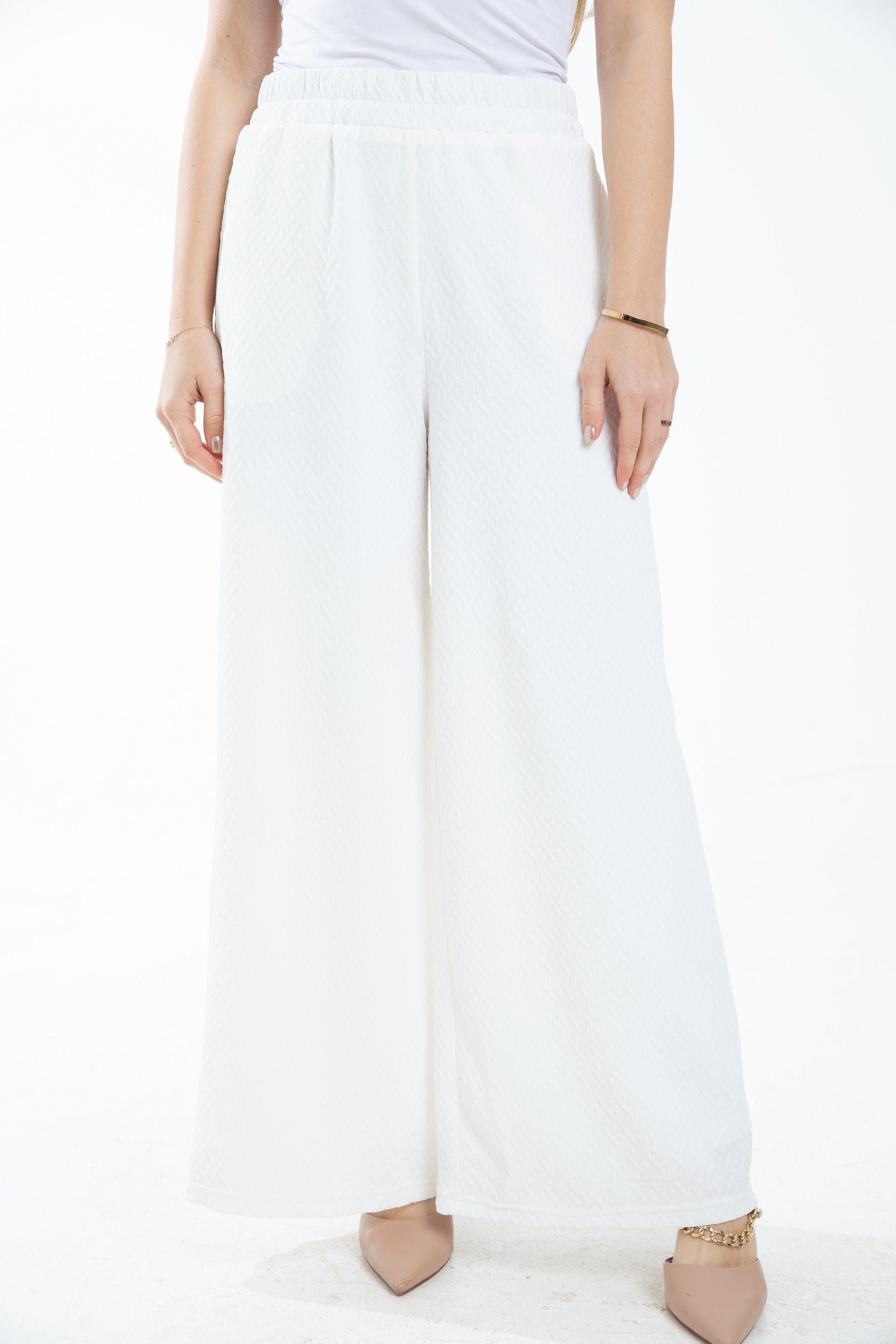 ميكا بنطلون طويل مخصر منقوش واسع نسائي