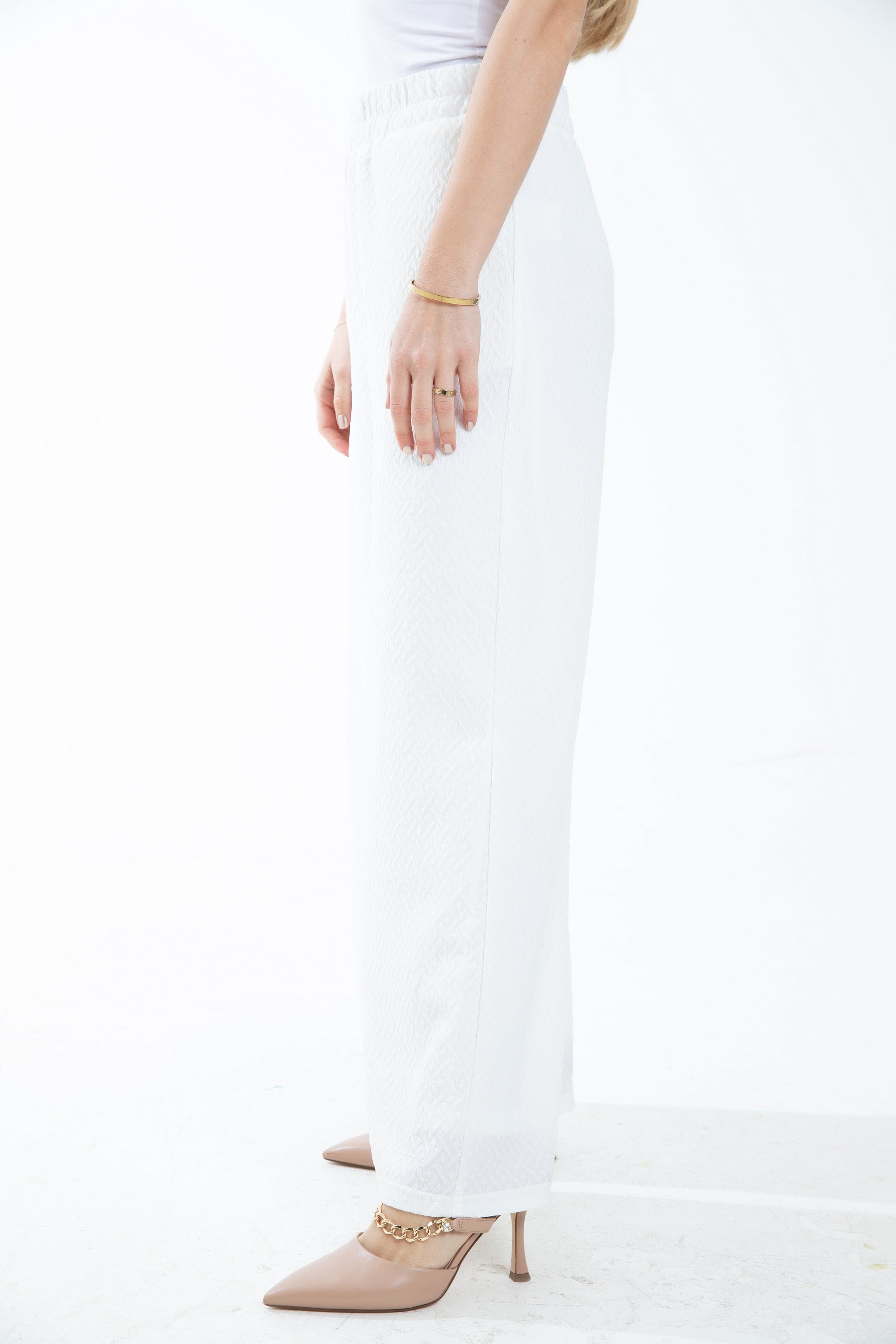 ميكا بنطلون طويل مخصر منقوش واسع نسائي