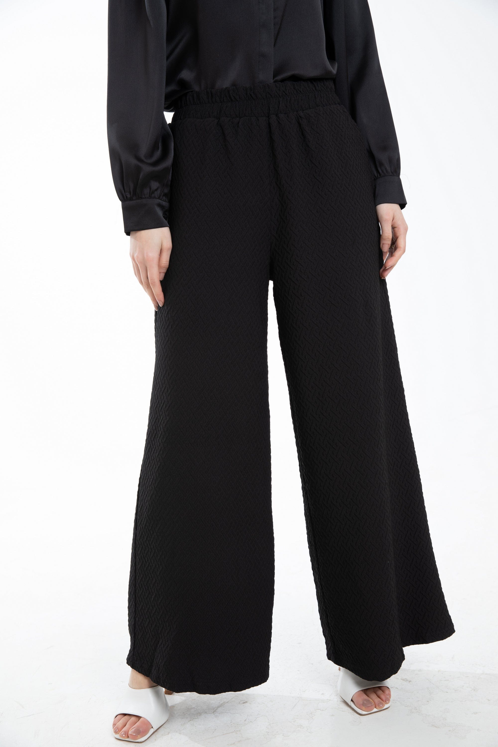 ميكا بنطلون طويل مخصر منقوش واسع نسائي