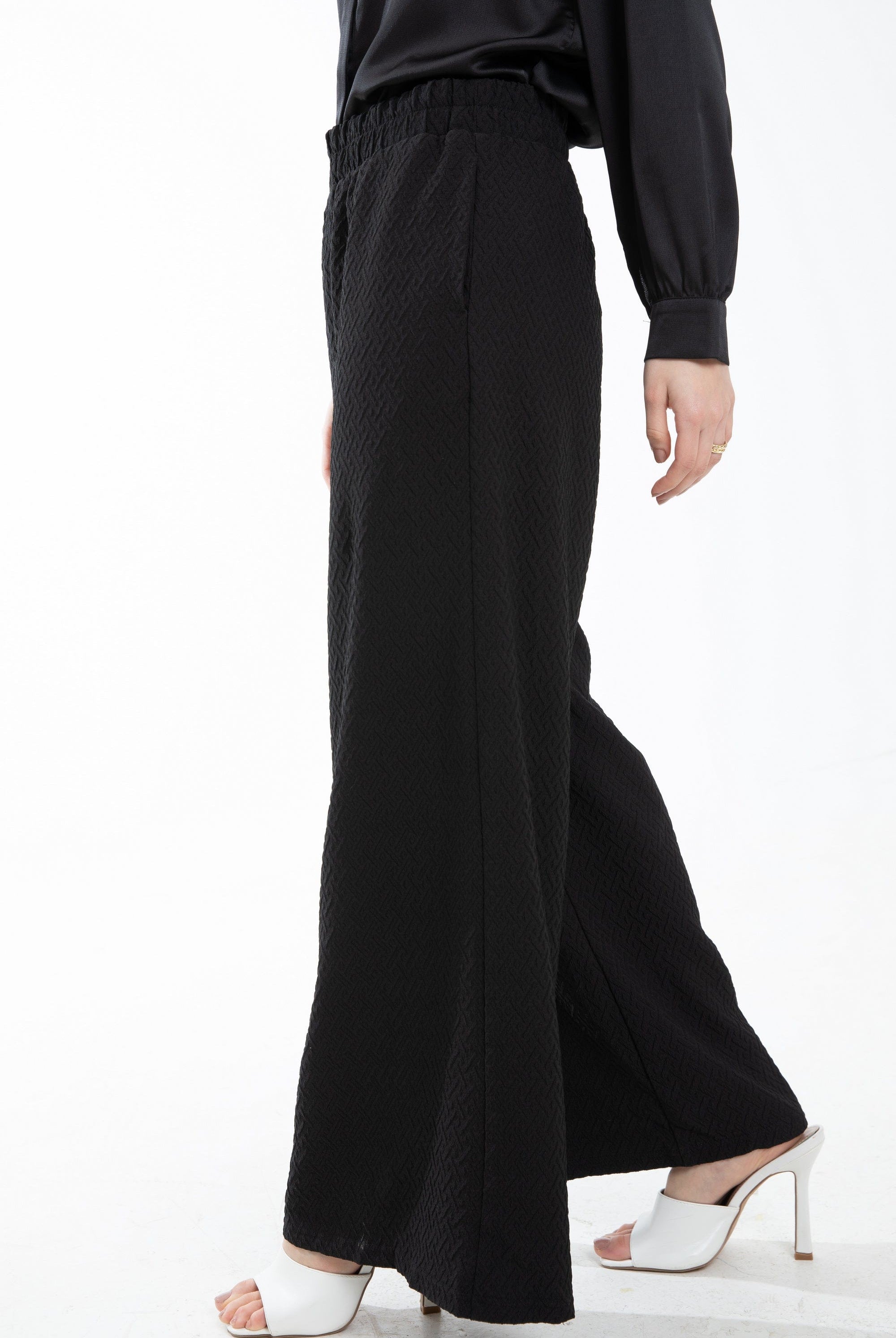 ميكا بنطلون طويل مخصر منقوش واسع نسائي