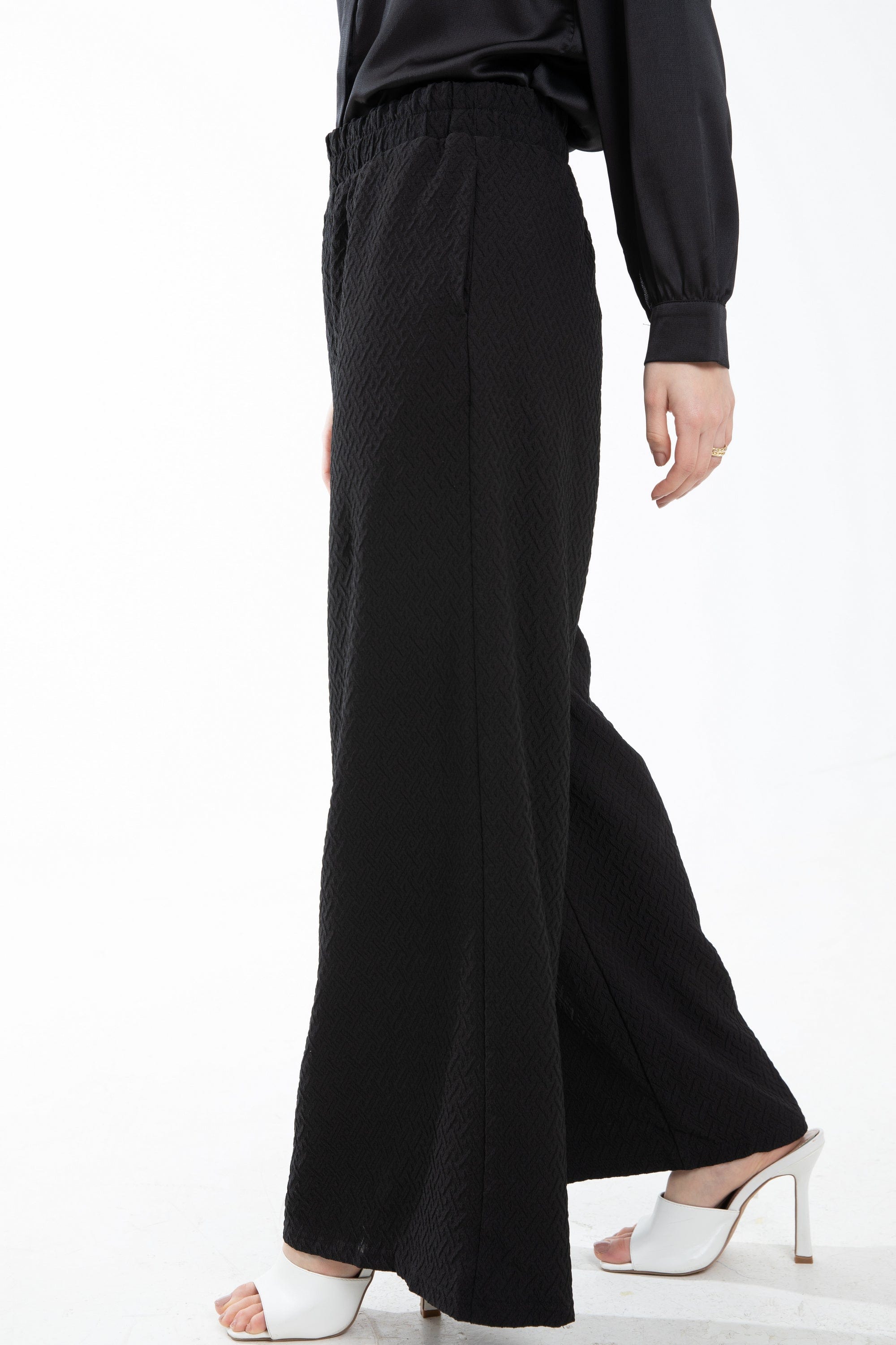 ميكا بنطلون طويل مخصر منقوش واسع نسائي