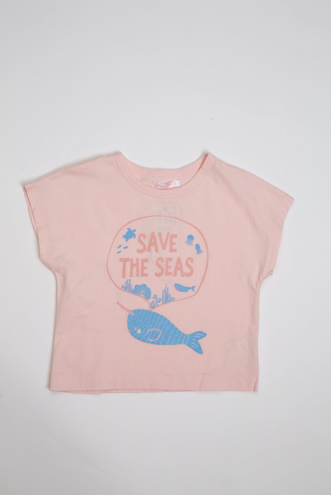 جينجرسنابس تيشيرت بنات بطبعة حوت وردي