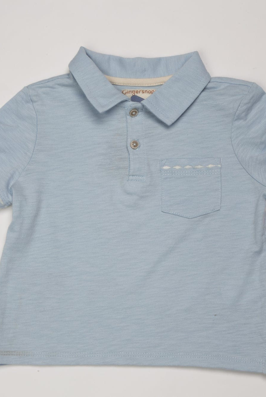 جينجرسنابس تي شيرت رضع ولادي بجيب مطرز أزرق