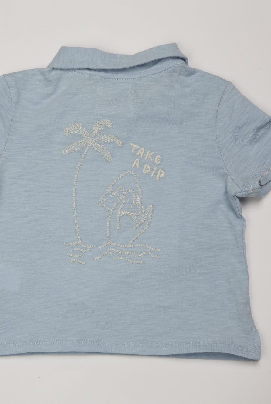 جينجرسنابس تي شيرت رضع ولادي بجيب مطرز أزرق