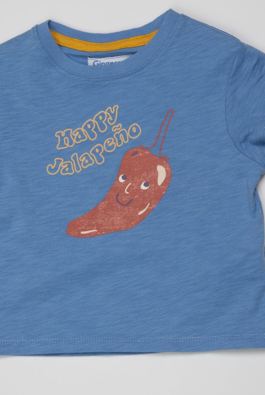 جينجرسنابس تي شيرت ولادي بنقشة طعام أحمر غامق