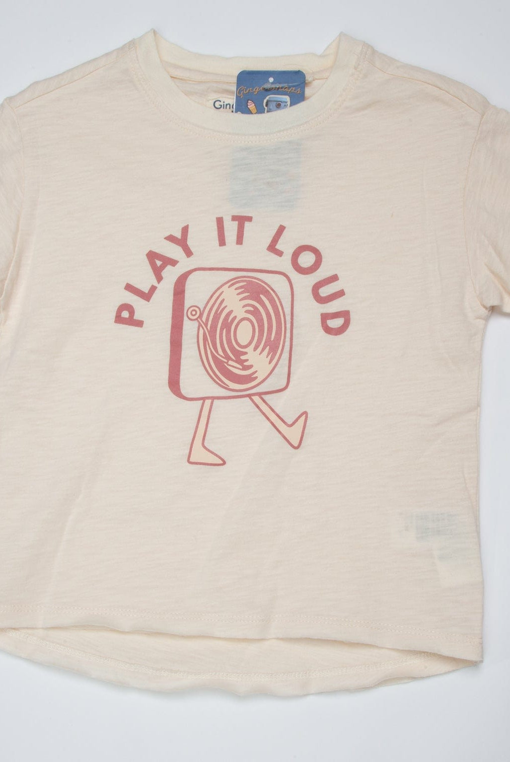 جينجرسنابس تي شيرت ولادي بطبعة أمامية البيج