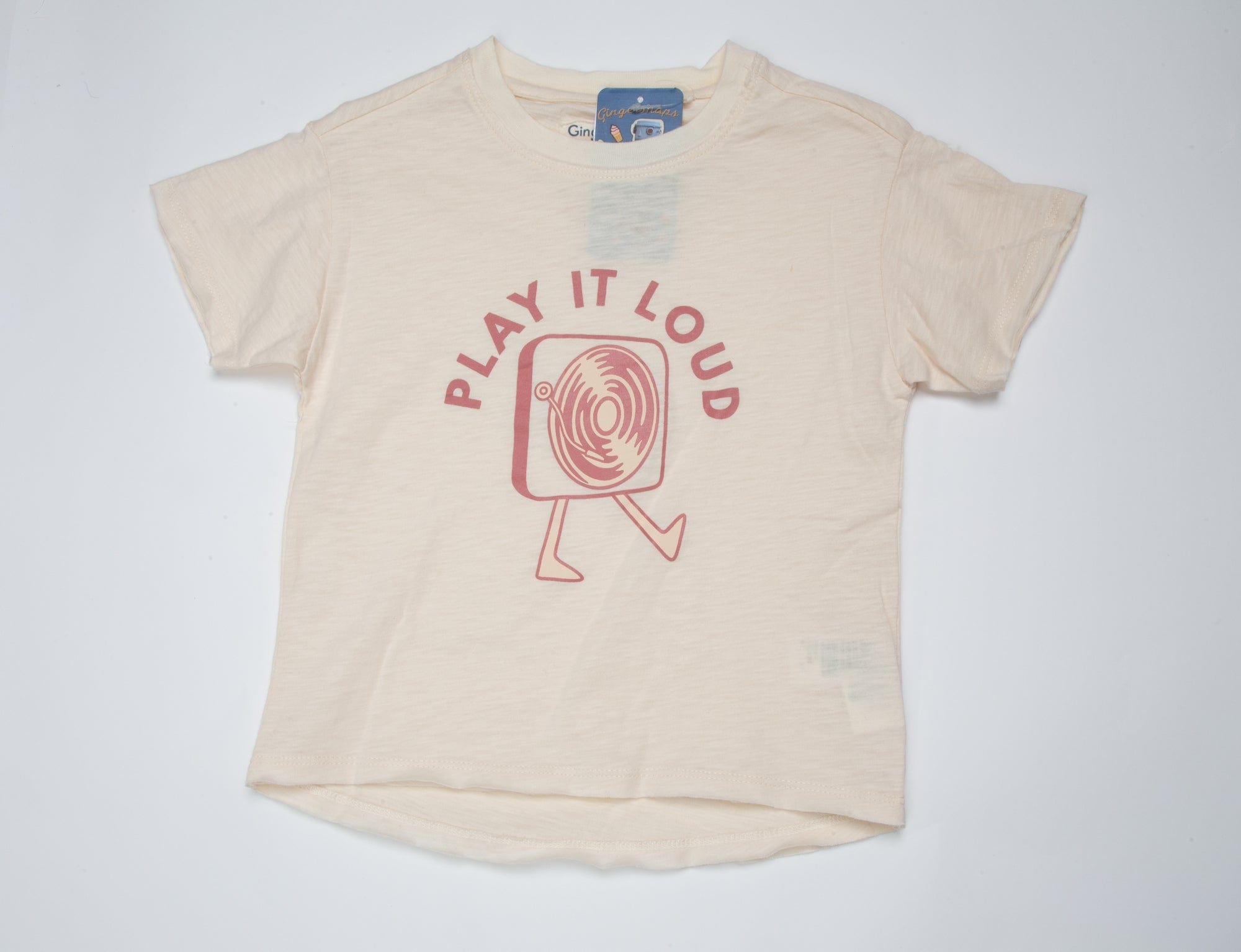 جينجرسنابس تي شيرت ولادي بطبعة أمامية البيج