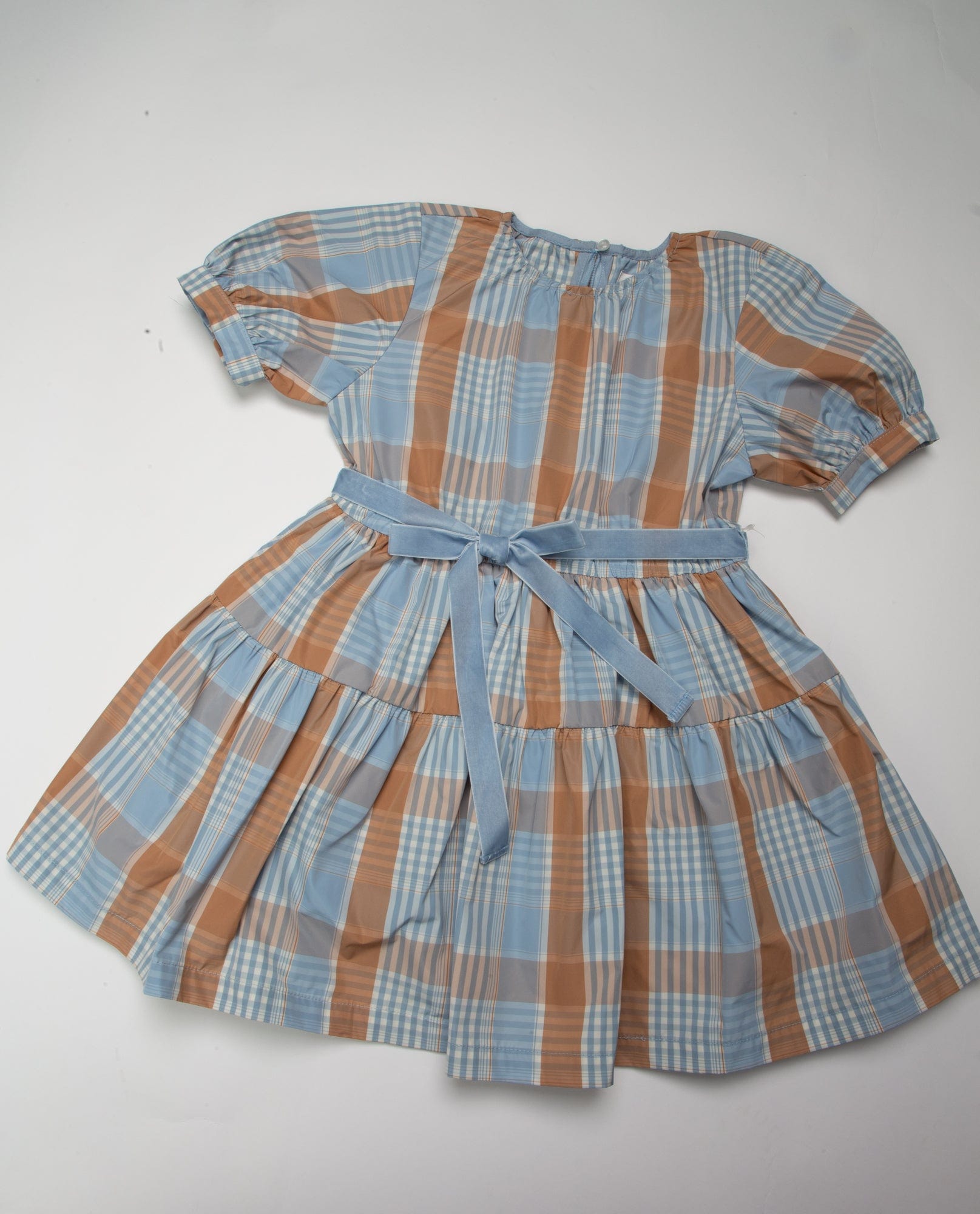 جينجرسنابس فستان مربعات مخصر برباط نص كم بف بناتي متعدد الألوان