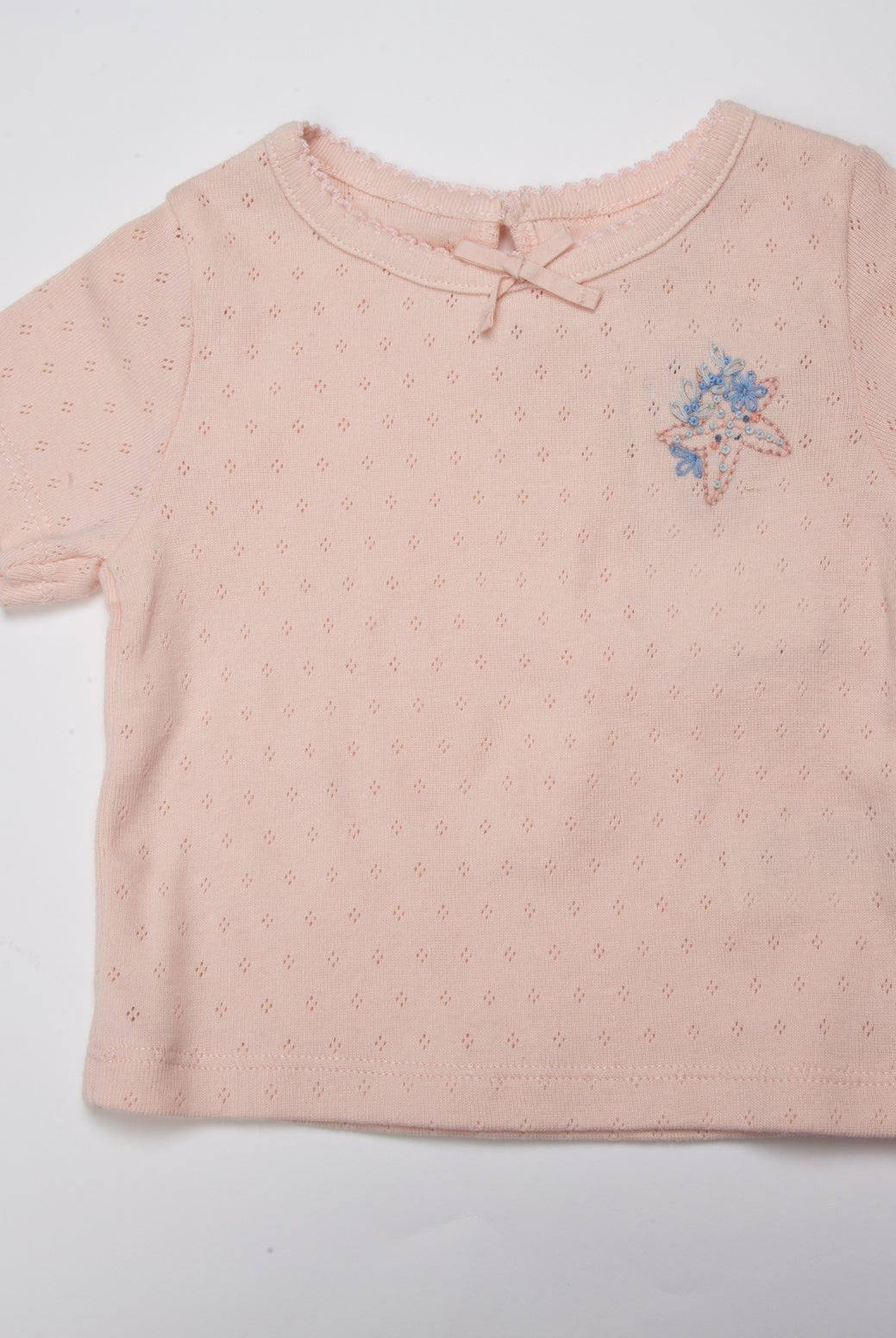 جينجرسنابس تي شيرت بيبي بنات منسوج بتطريز وردة على الصدر وردي