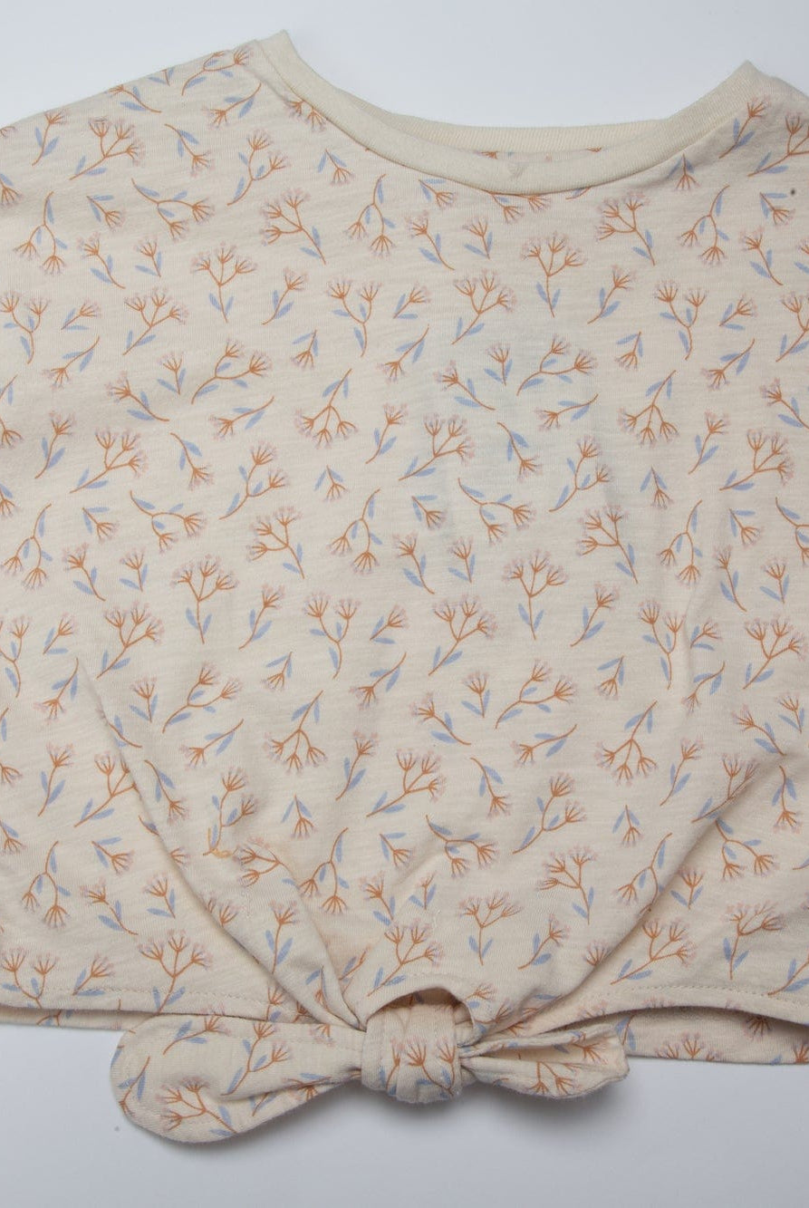 جينجرسنابس تي شيرت بنات قصير بربطة من الأسفل البيج