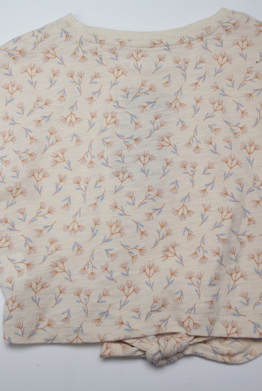 جينجرسنابس تي شيرت بنات قصير بربطة من الأسفل البيج