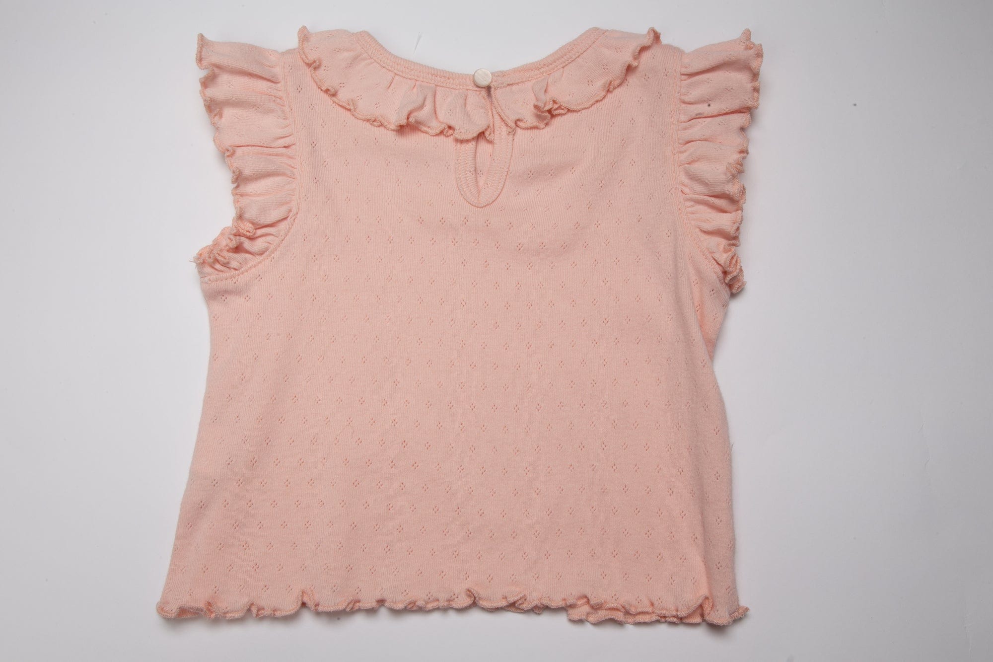 جينجرسنابس بلوزة بناتي مخرم كم قصير مكشكش وردي