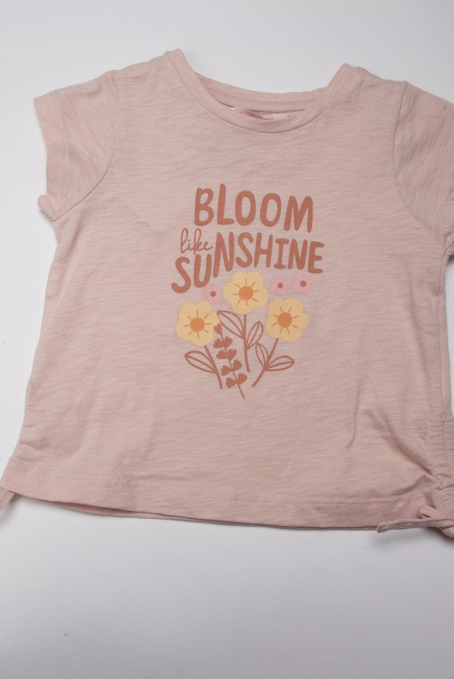 جينجرسنابس تي شيرت بيبي بنات مزين بفيونكة من الجانب وردي