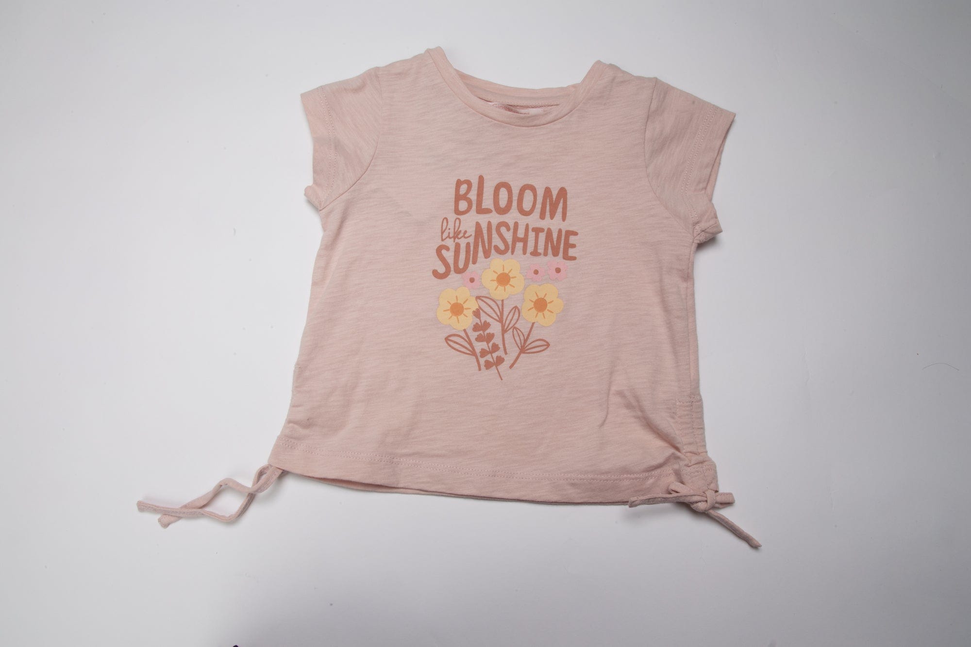 جينجرسنابس تي شيرت بيبي بنات مزين بفيونكة من الجانب وردي