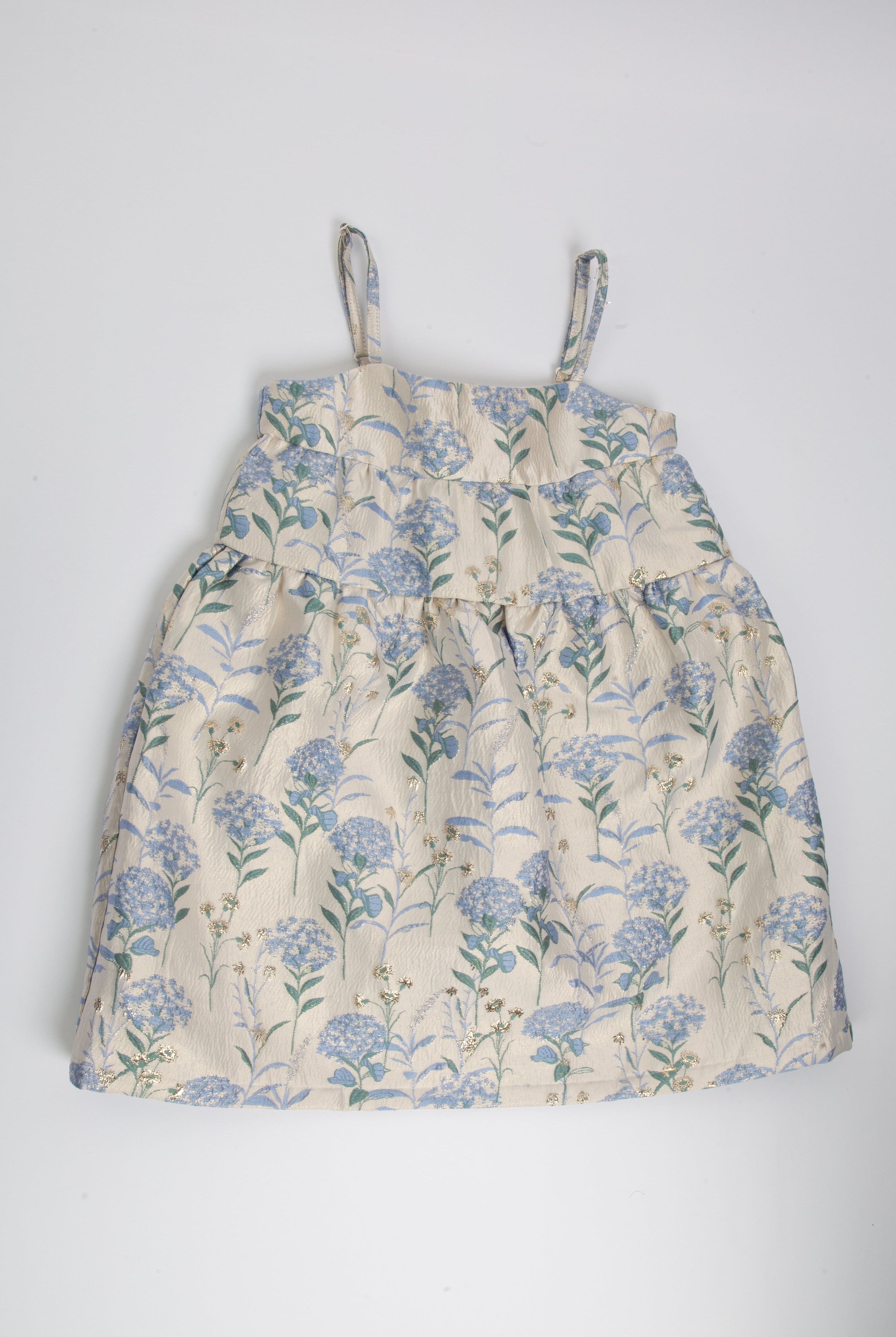 جينجرسنابس فستان حمالات مشجر مطرز بناتي أزرق