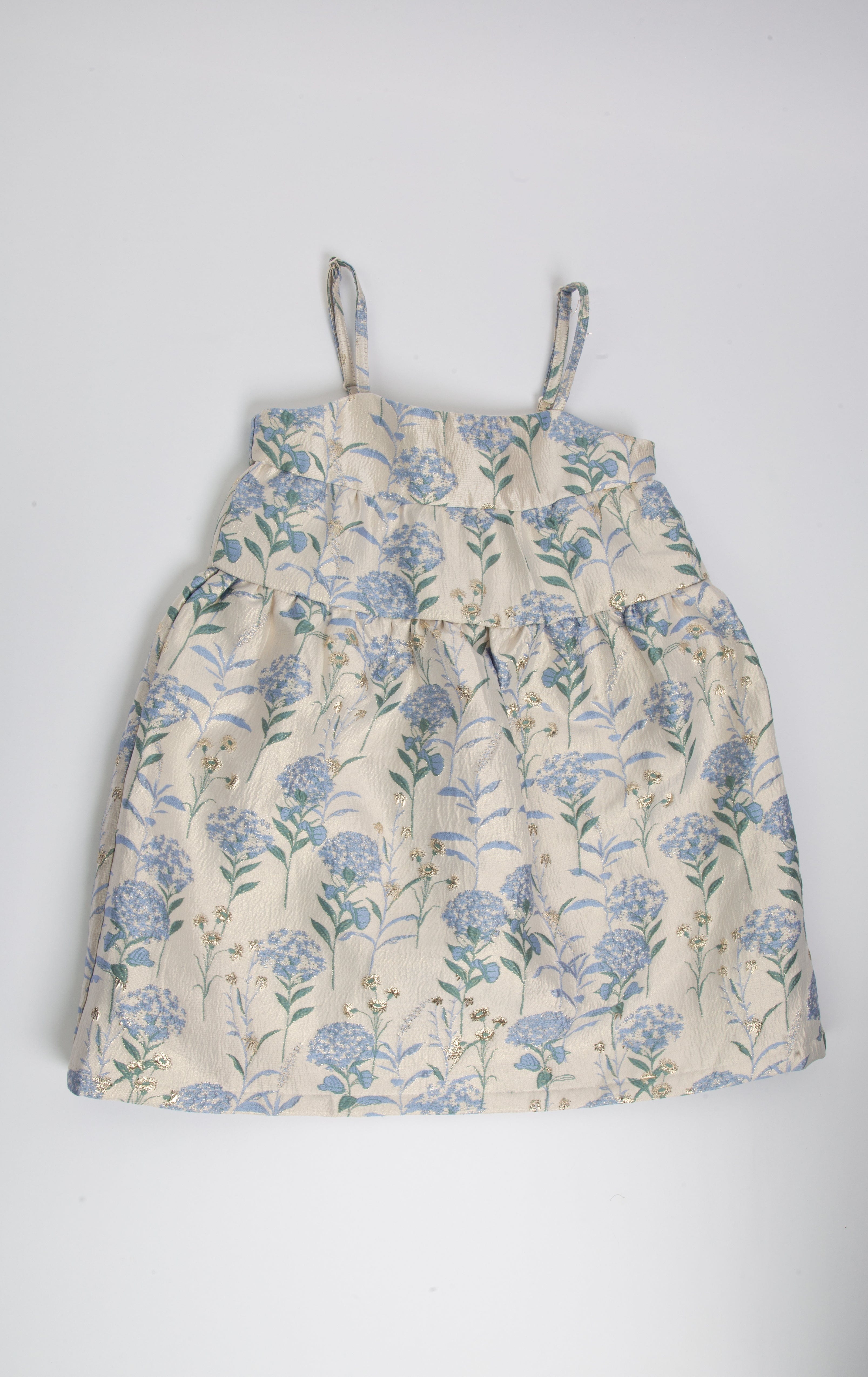 جينجرسنابس فستان حمالات مشجر مطرز بناتي أزرق