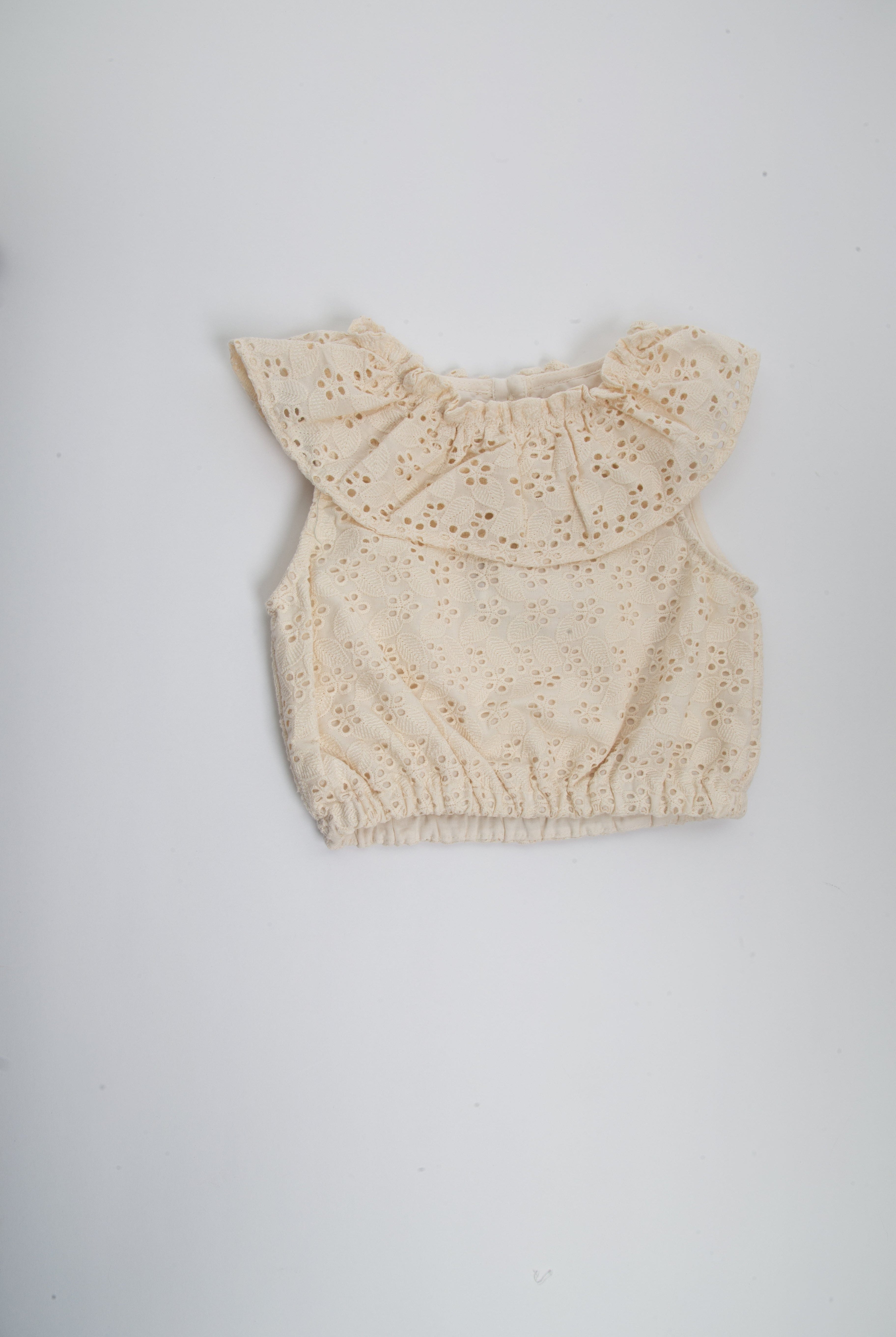 جينجرسنابس بلوزة بناتي مخرم كت بياقة البيج