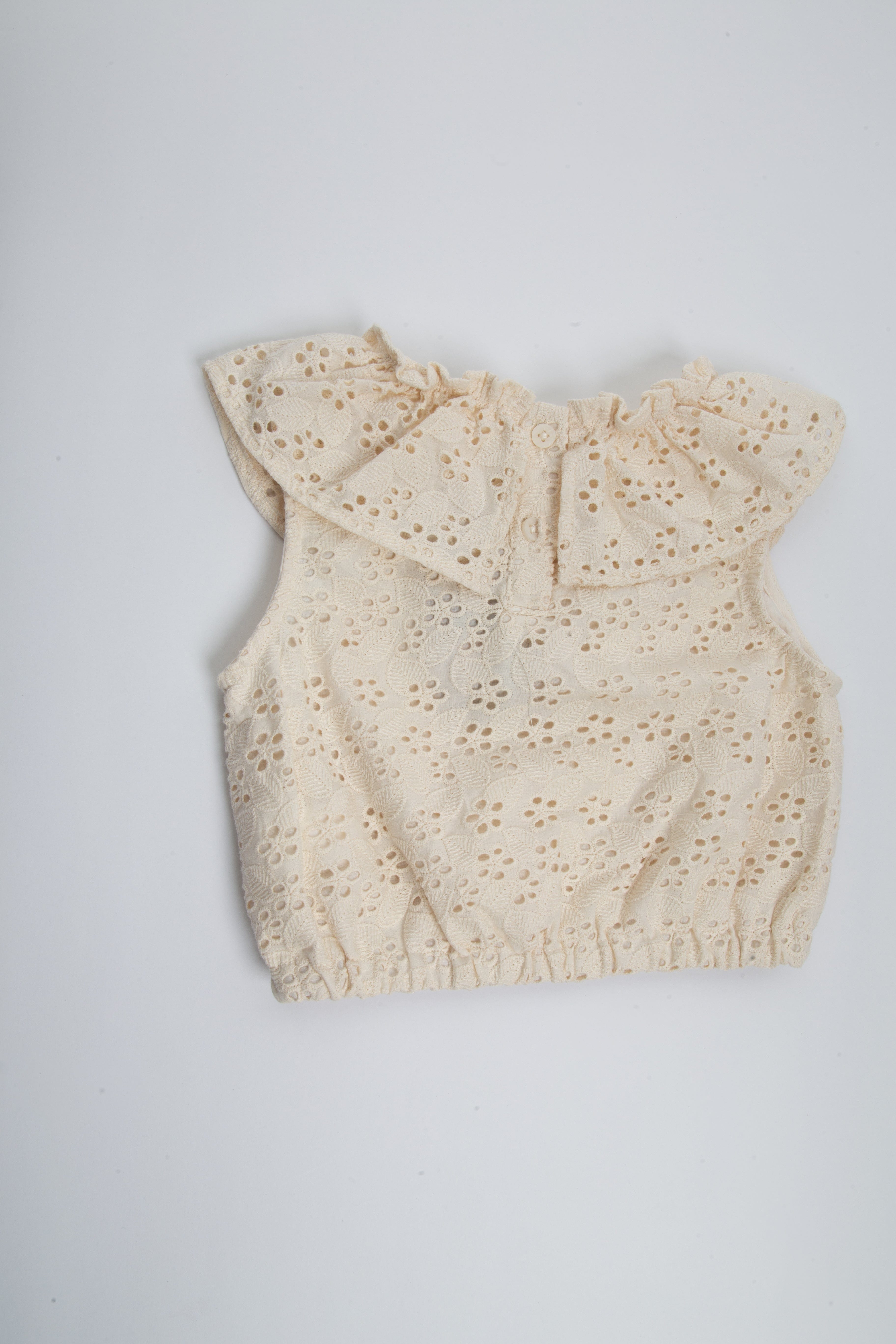 جينجرسنابس بلوزة بناتي مخرم كت بياقة البيج