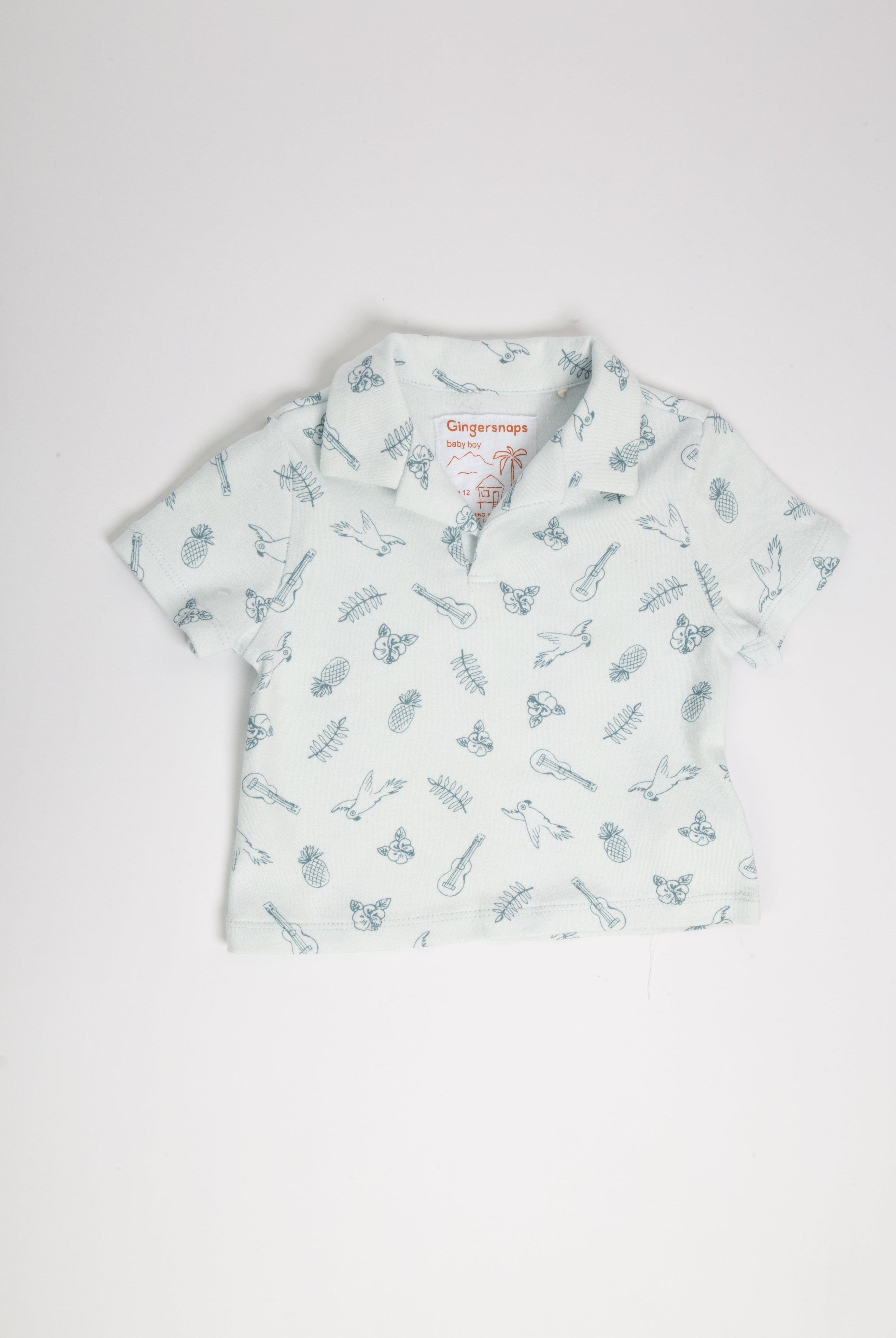 جينجرسنابس تيشيررت بولو أولادي نص كم بنقشات أزرق