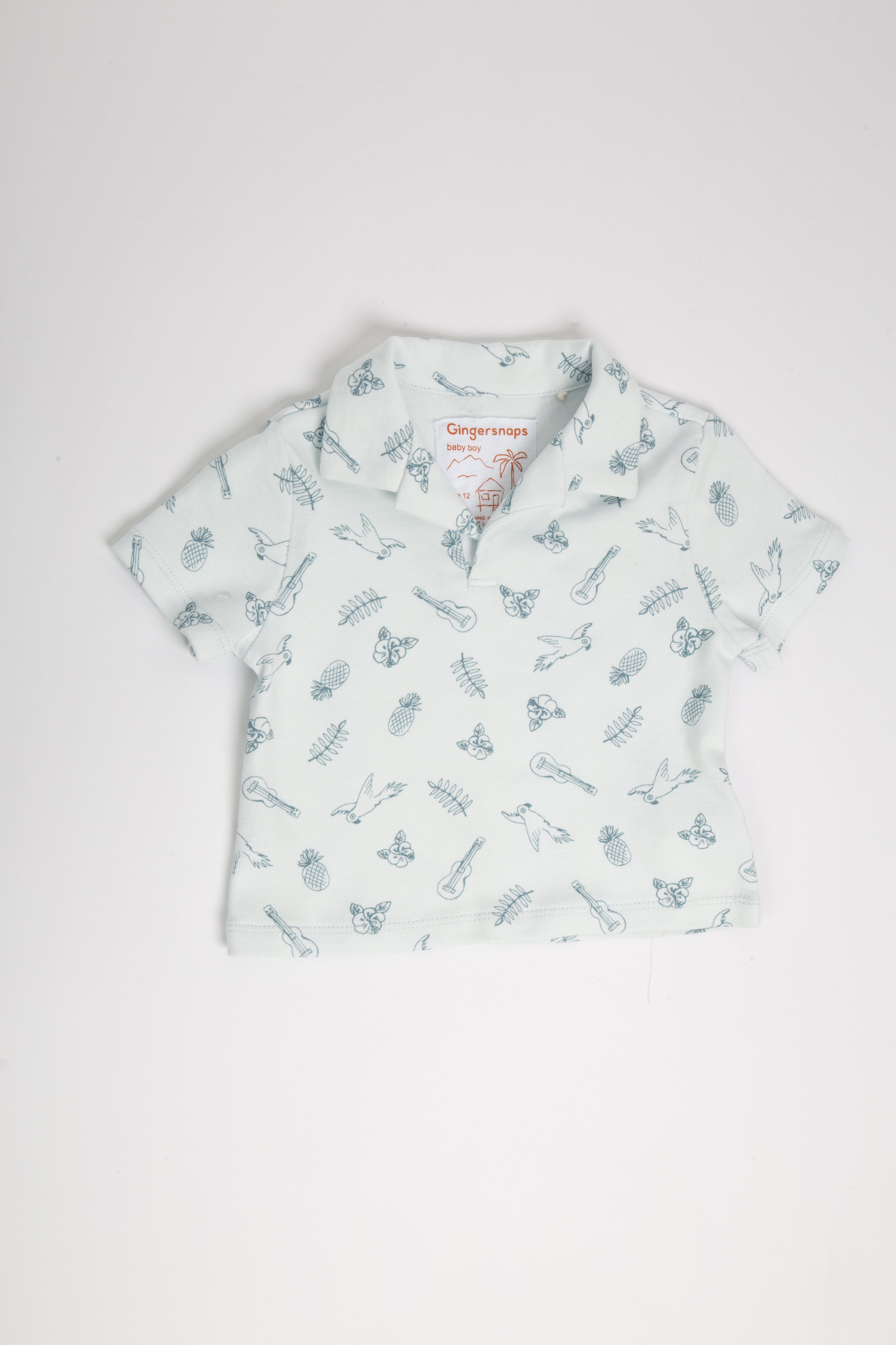 جينجرسنابس تيشيررت بولو أولادي نص كم بنقشات أزرق