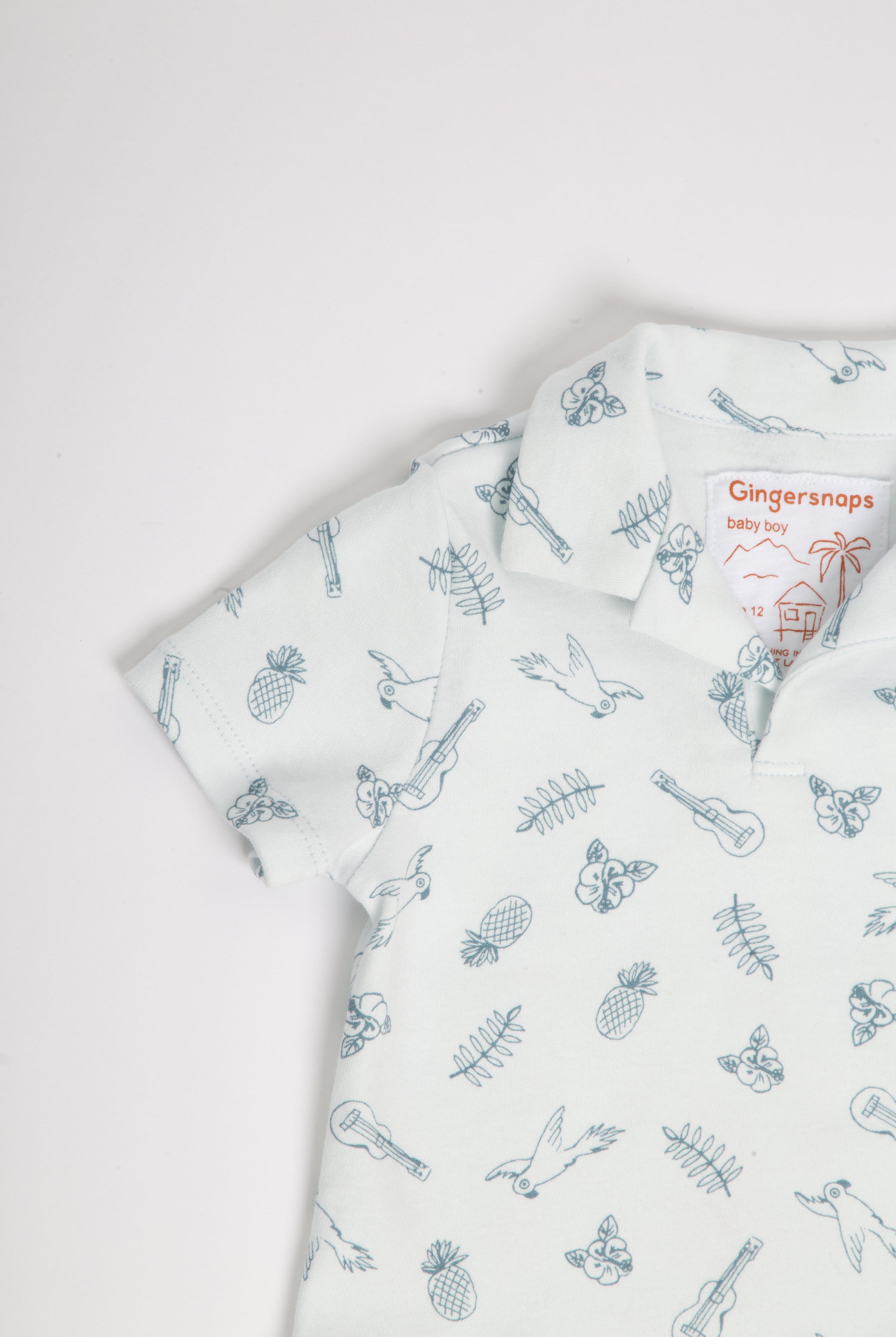 جينجرسنابس تيشيررت بولو أولادي نص كم بنقشات أزرق