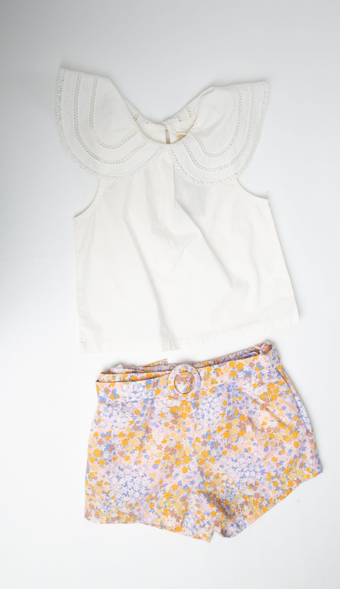 جينجرسنابس شورت مشجرة بحزام أطفال بناتي متعدد الألوان