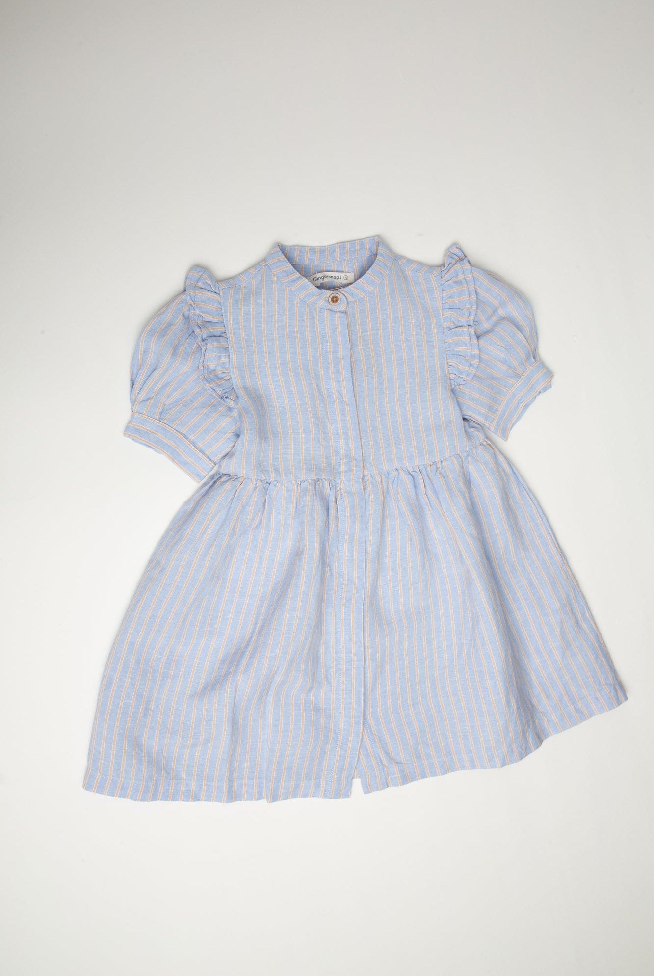 جينجرسنابس فستان مخطط بالطول نص كم بف بناتي أزرق