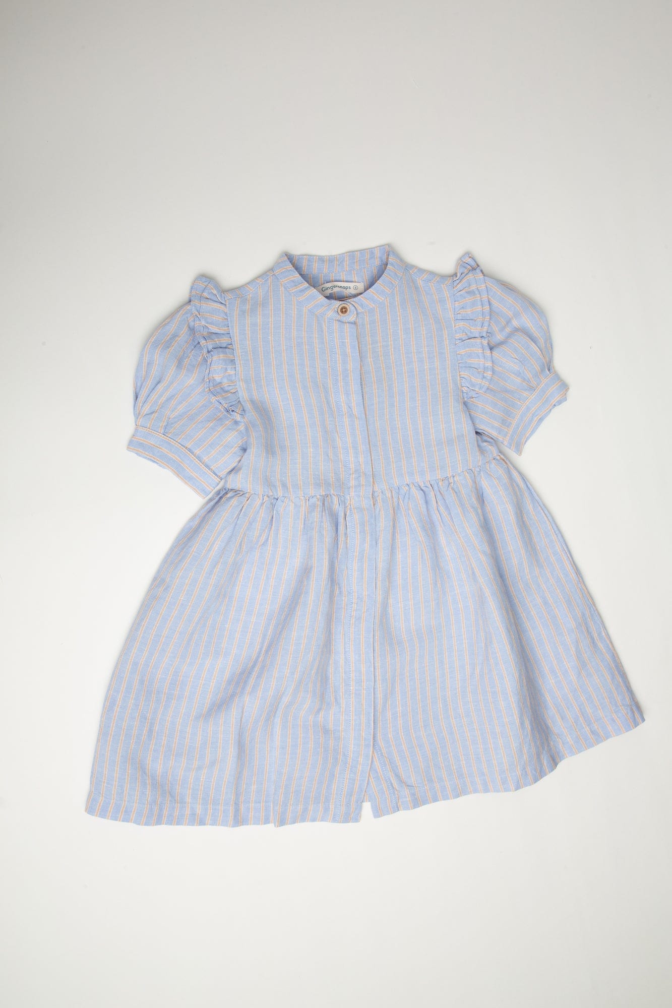 جينجرسنابس فستان مخطط بالطول نص كم بف بناتي أزرق