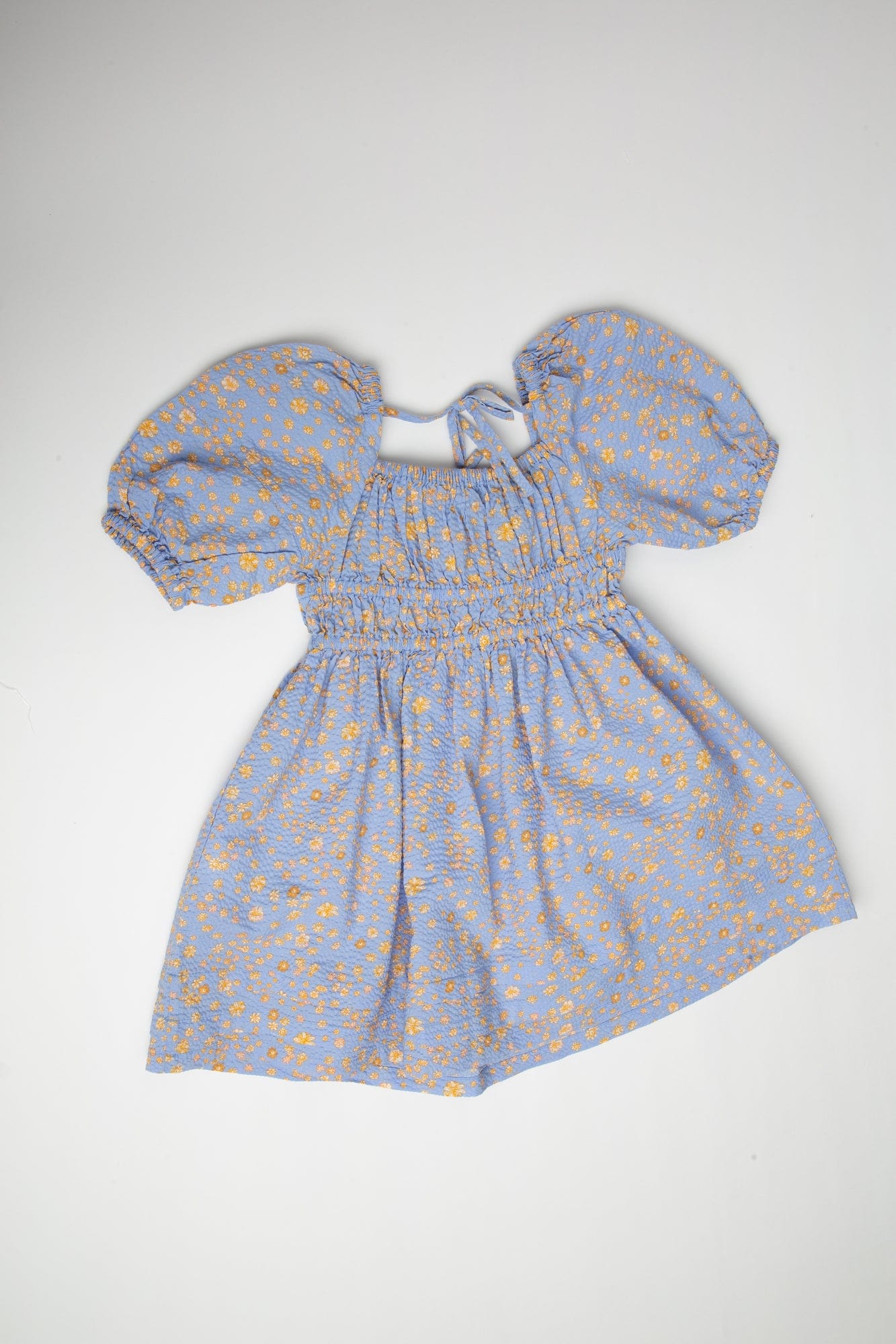 جينجرسنابس فستان بناتي مشجر نص كم منفوخ أزرق