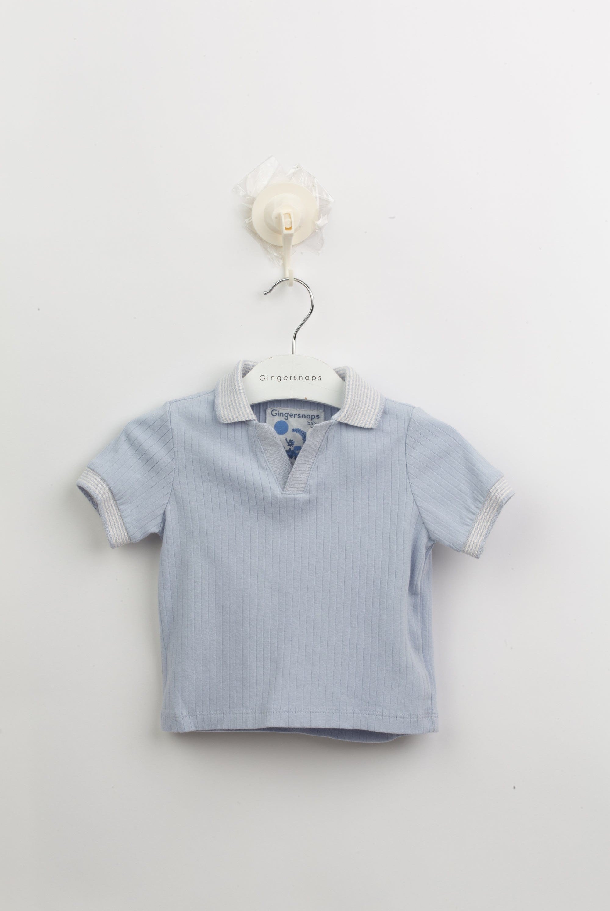 جينجرسنابس تي شيرت بولو ولادي سادة مضلع بفتحة نص كم أزرق