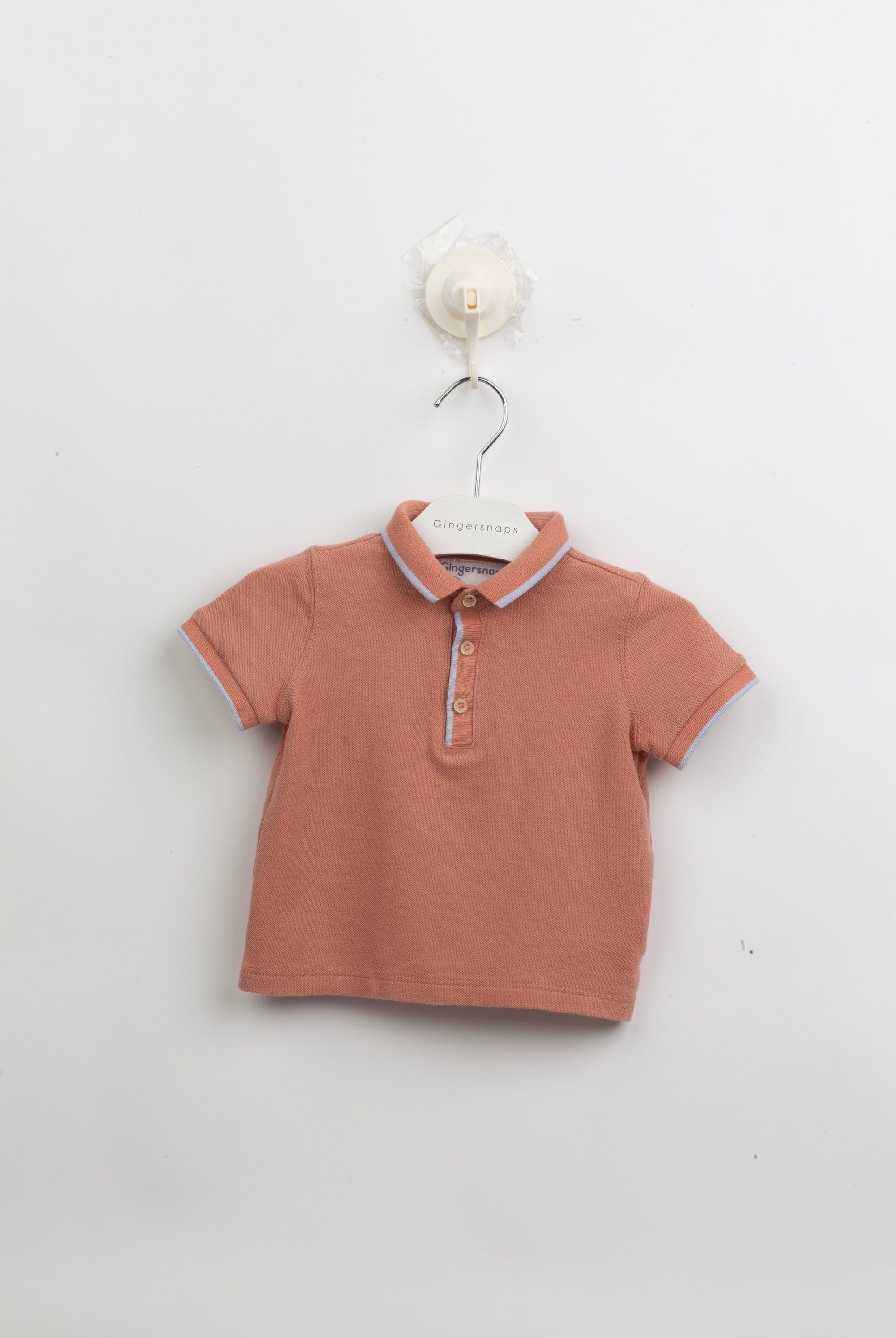 جينجرسنابس تي شيرت بولو ولادي سادة بأزرار أمامية نص كم وردي