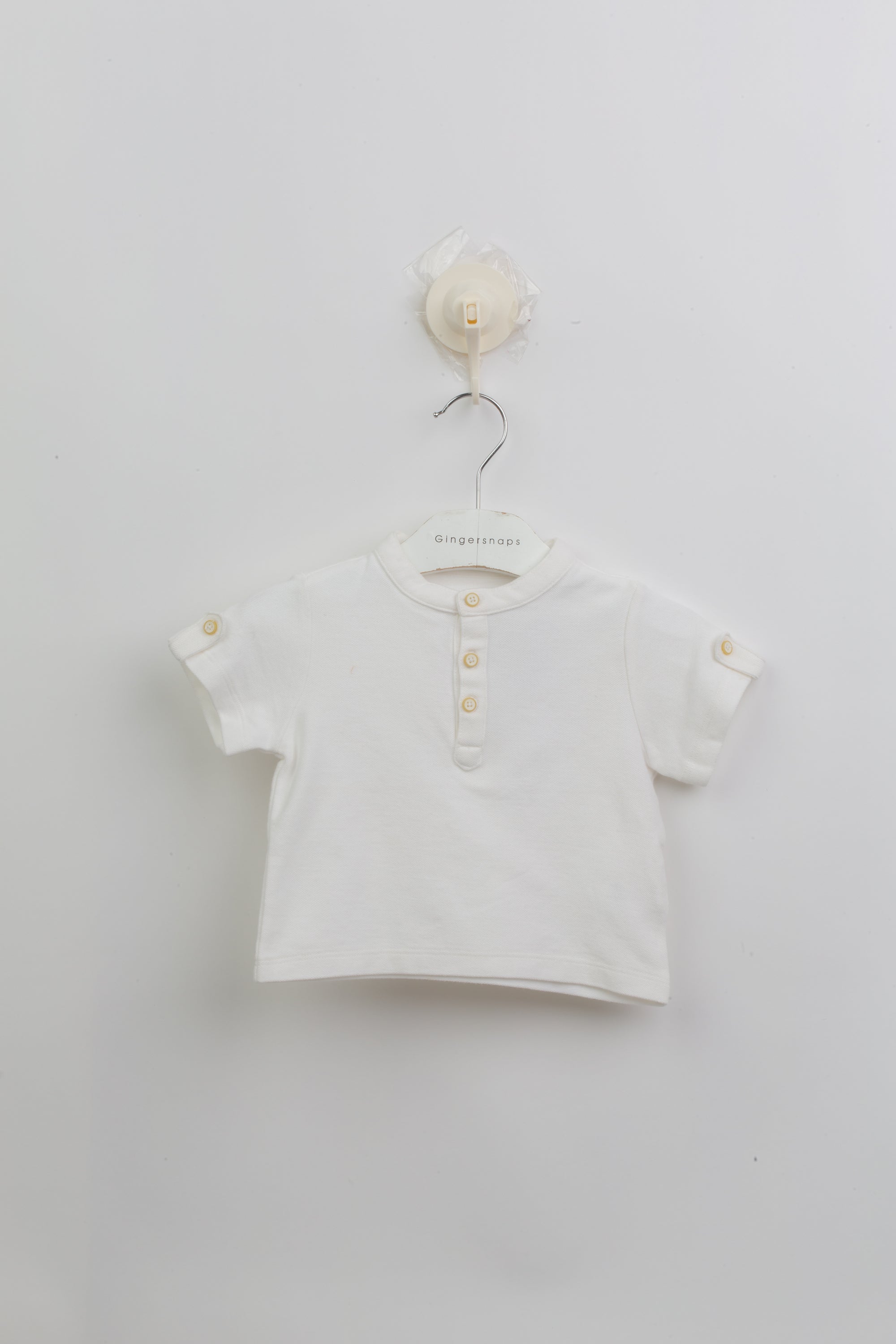 جينجرسنابس تي شيرت بولو ولادي سادة بأزرار أمامية نص كم أبيض