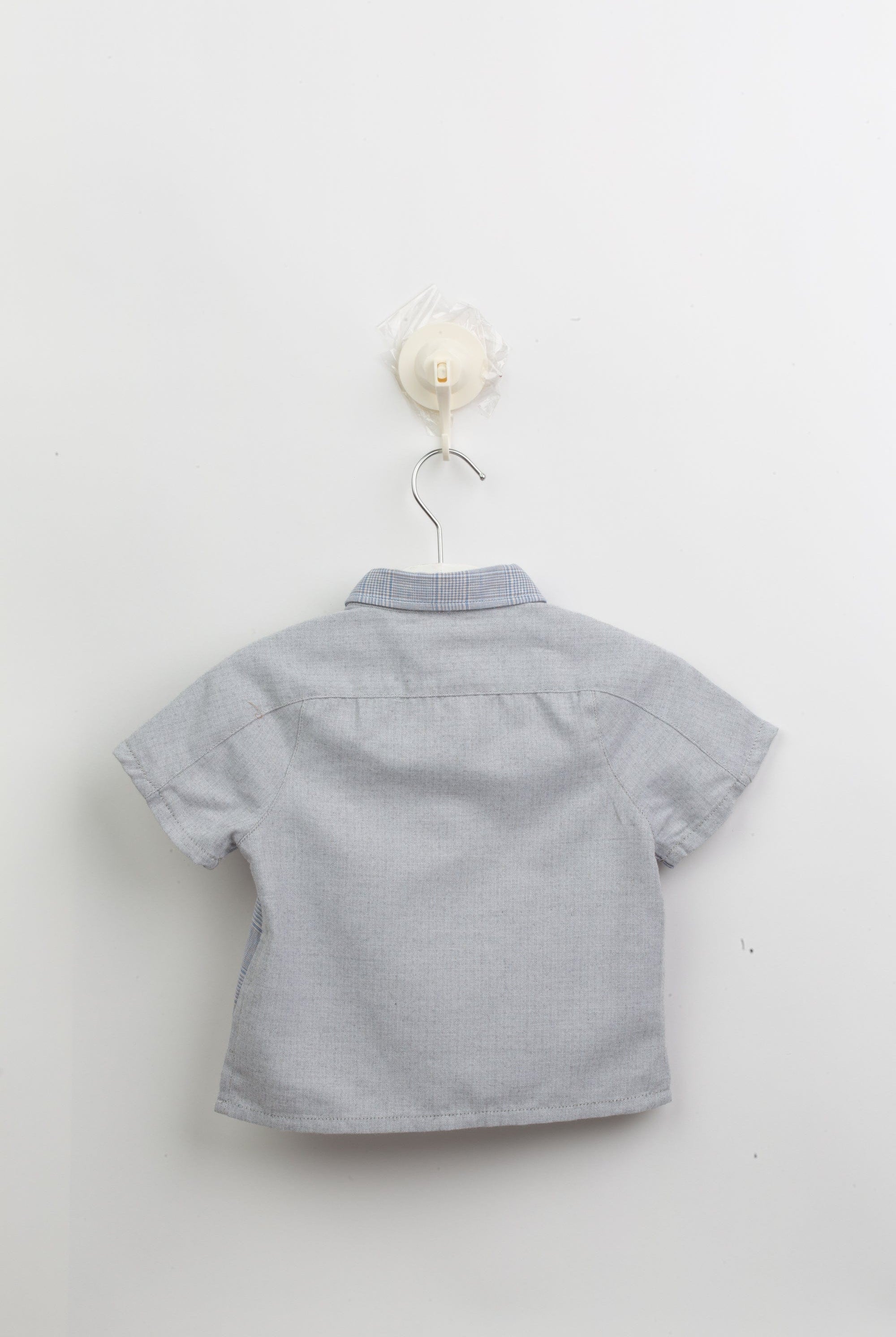 جينجرسنابس قميص بيبي ولادي بنمط مربعات بأكمام نص أزرق