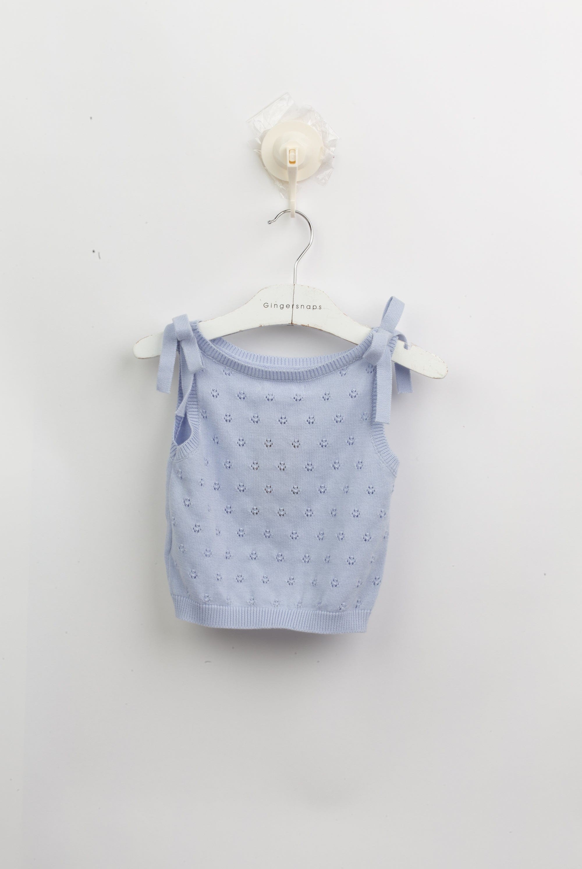 جينجرسنابس بلوزة بناتي رضع بدون أكمام بفيونكة منسوجة أزرق