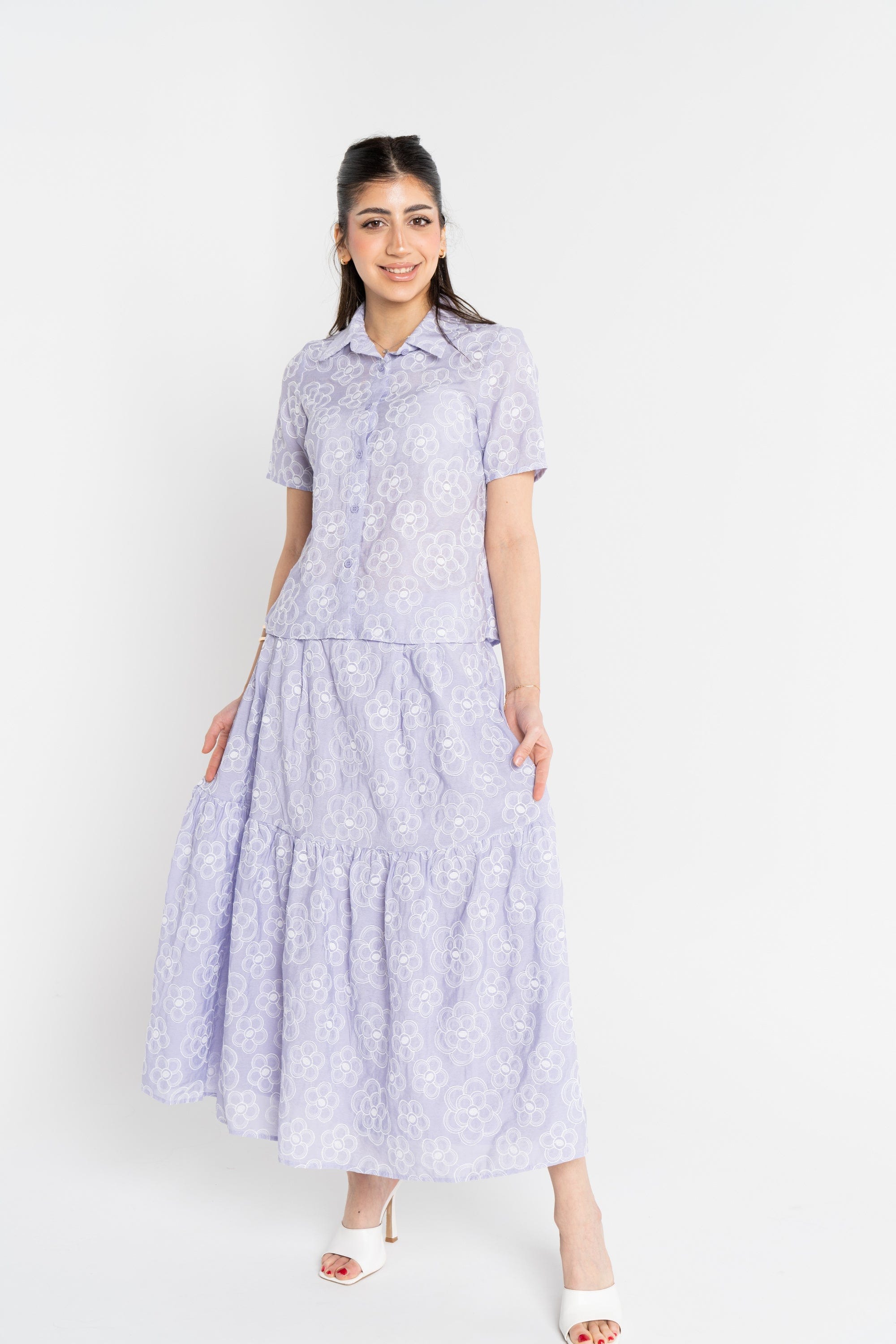 ميكا تنورة ميدي مشجرة واسعة نسائي