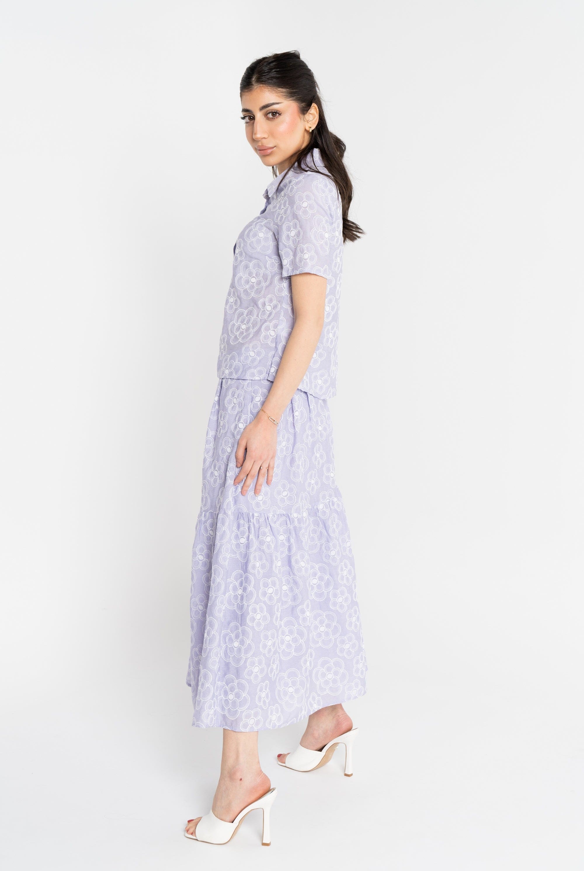 ميكا تنورة ميدي مشجرة واسعة نسائي