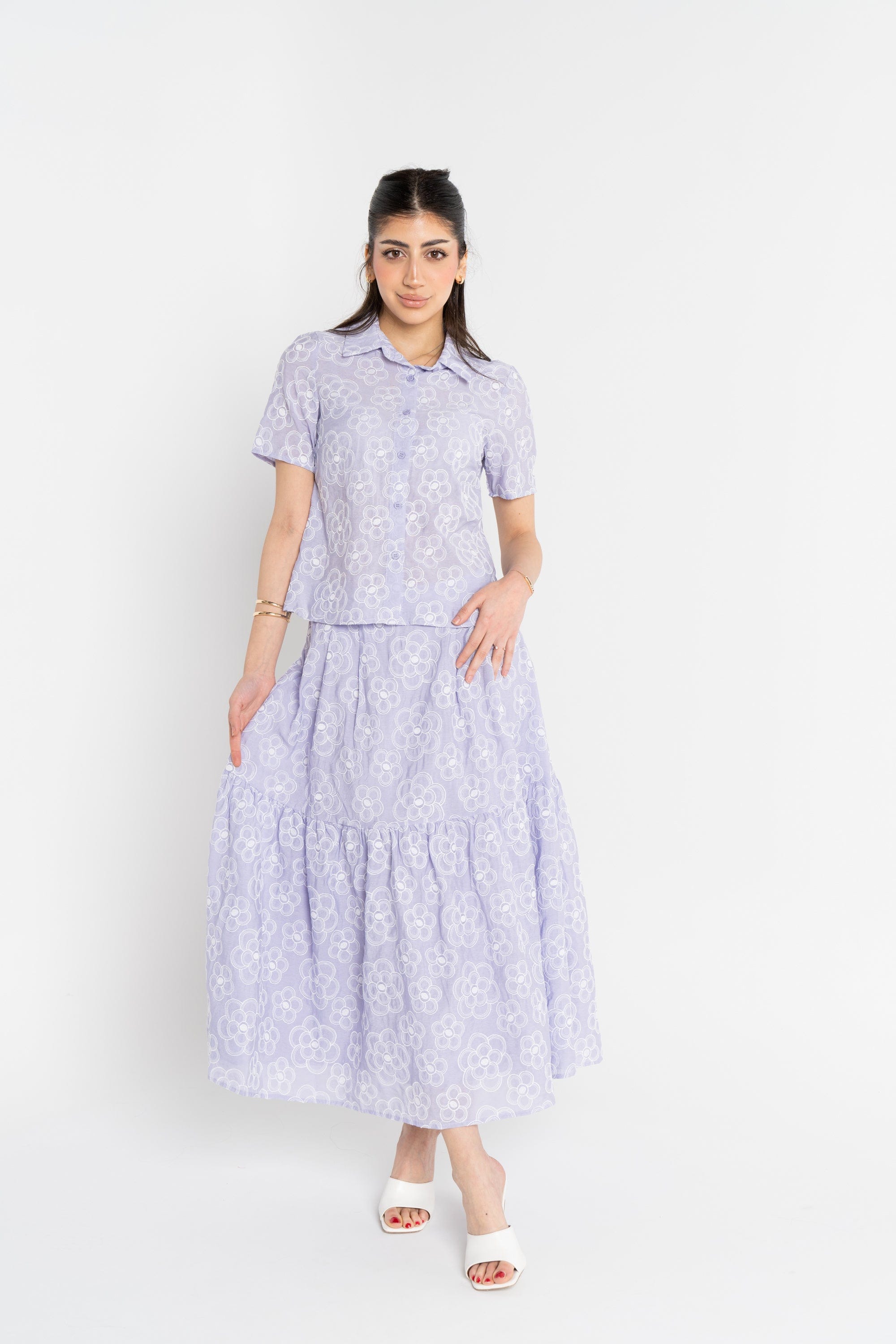 ميكا تنورة ميدي مشجرة واسعة نسائي