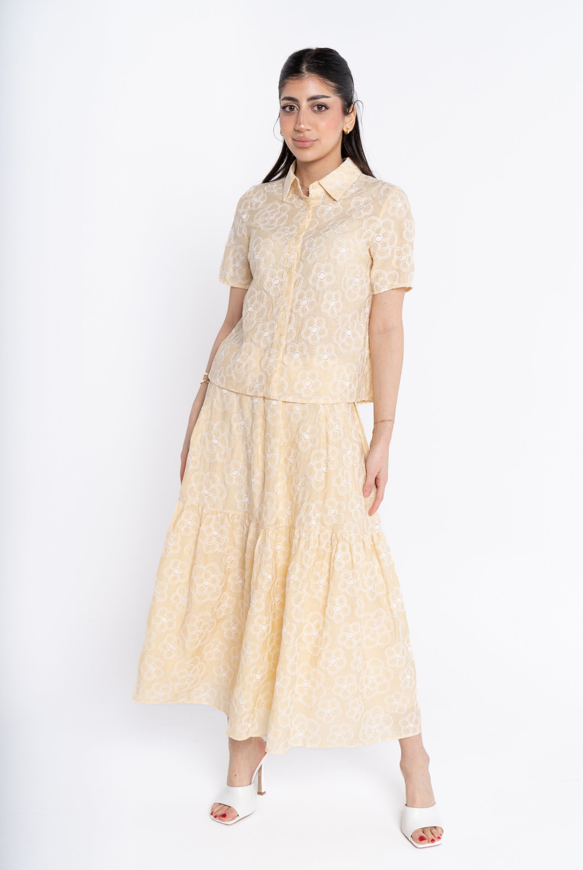 ميكا تنورة ميدي مشجرة واسعة نسائي