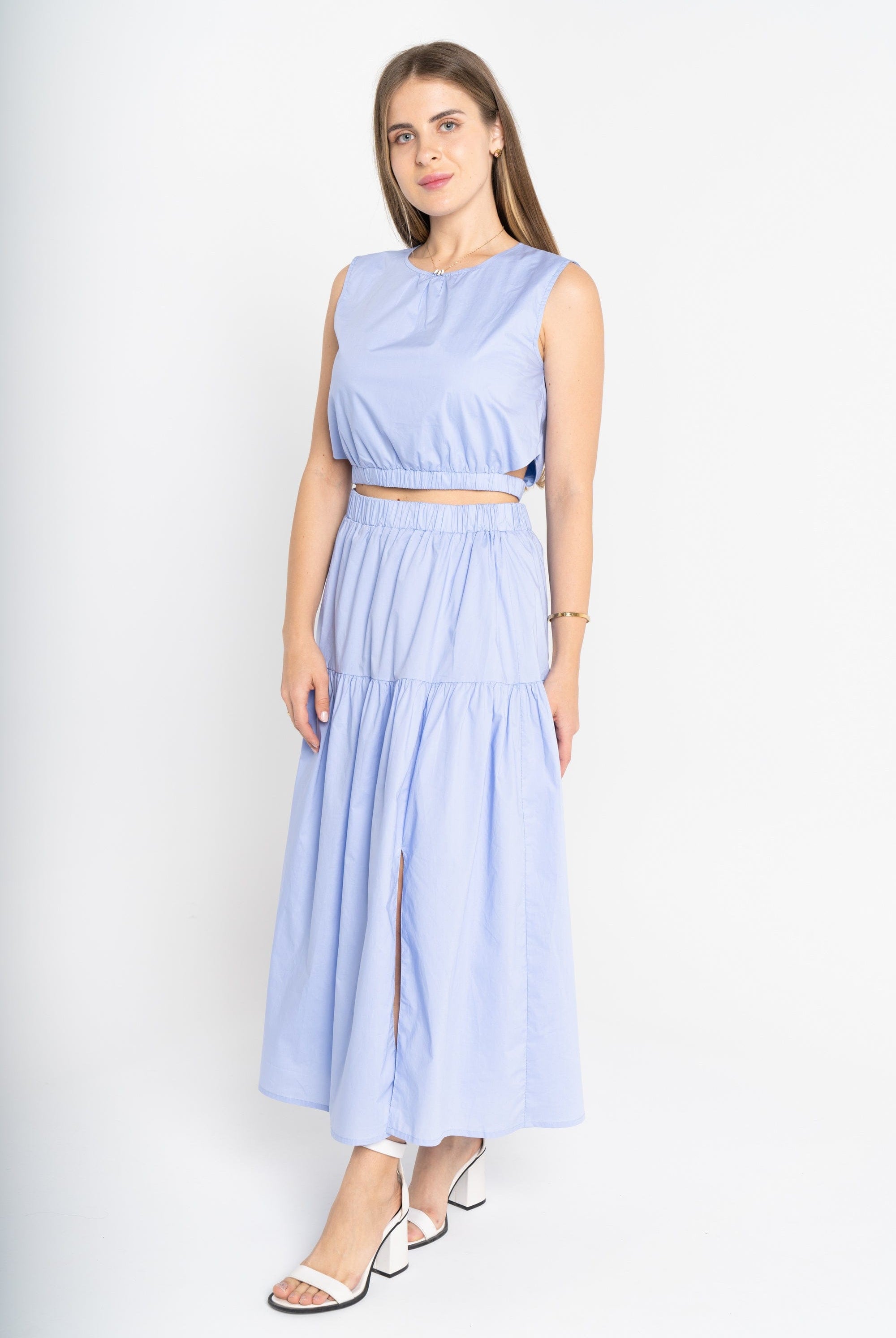 ميكا تنورة ميدي نسائية سادة بخصر مطاطي