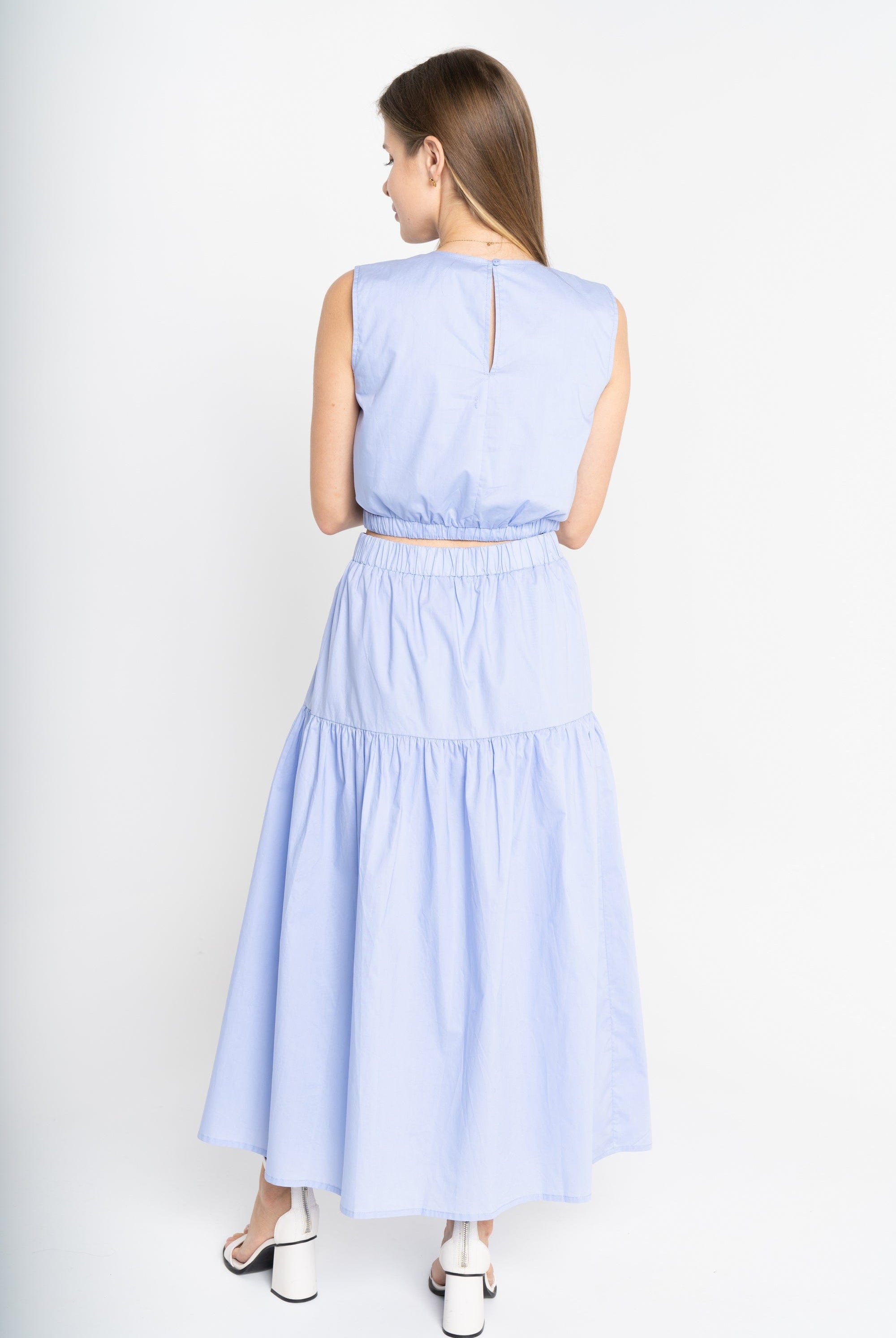 ميكا تنورة ميدي نسائية سادة بخصر مطاطي