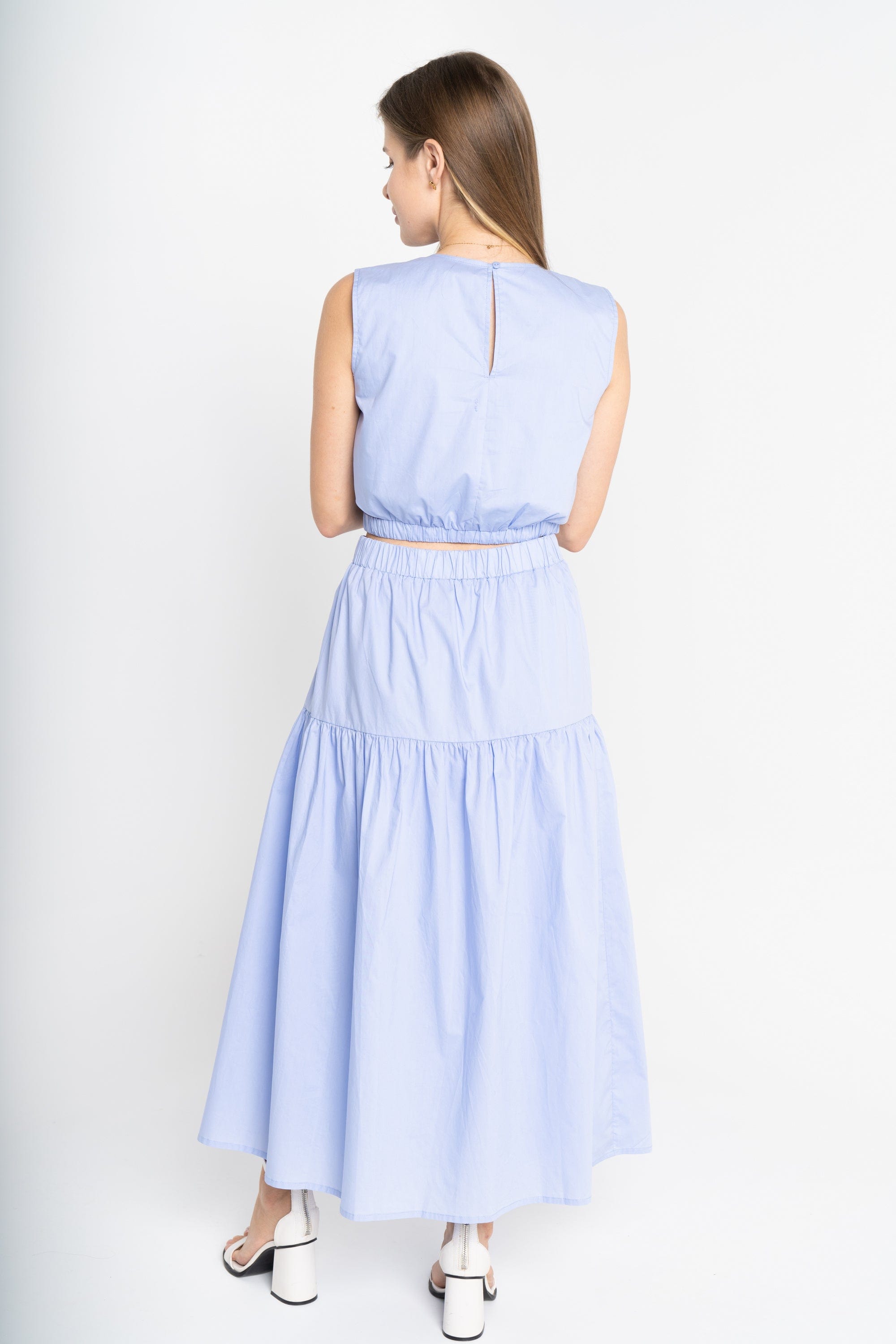 ميكا تنورة ميدي نسائية سادة بخصر مطاطي