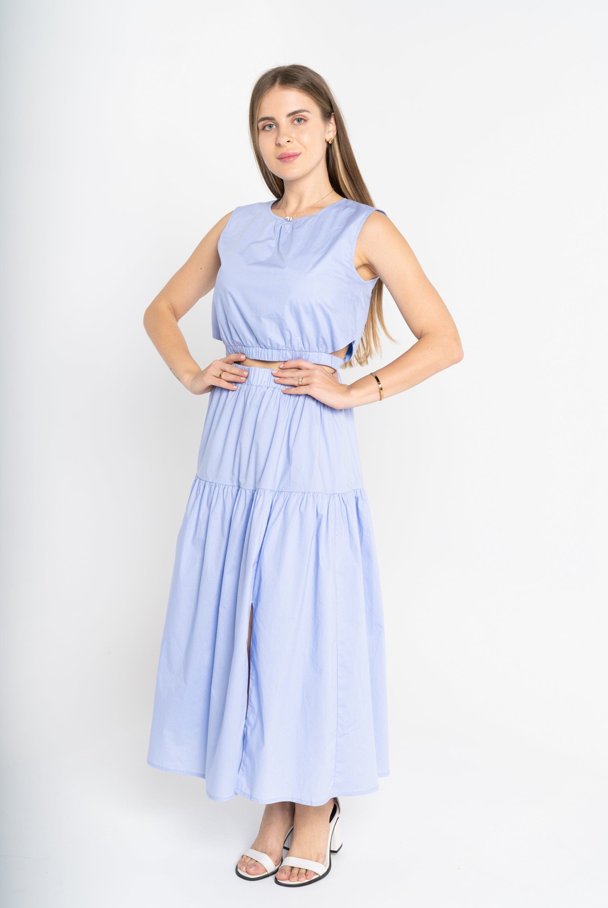 ميكا تنورة ميدي نسائية سادة بخصر مطاطي