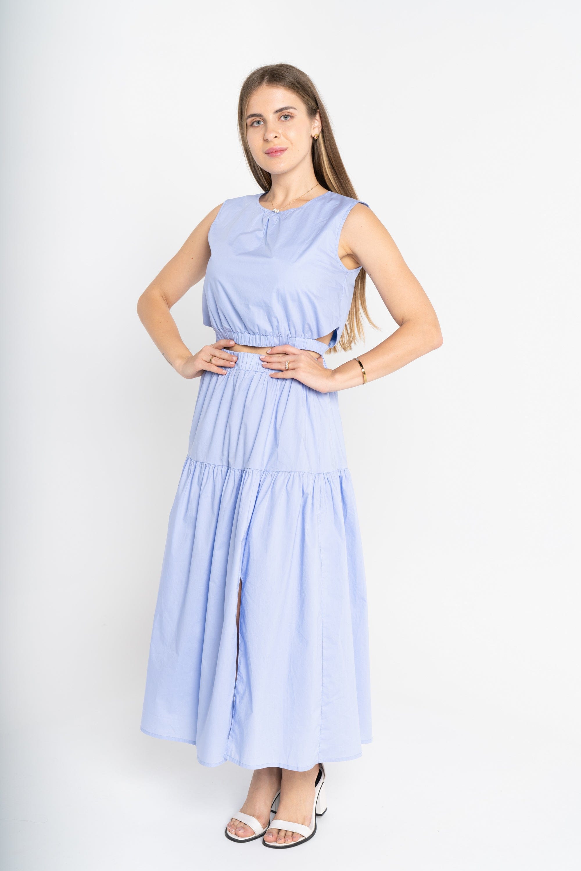 ميكا تنورة ميدي نسائية سادة بخصر مطاطي