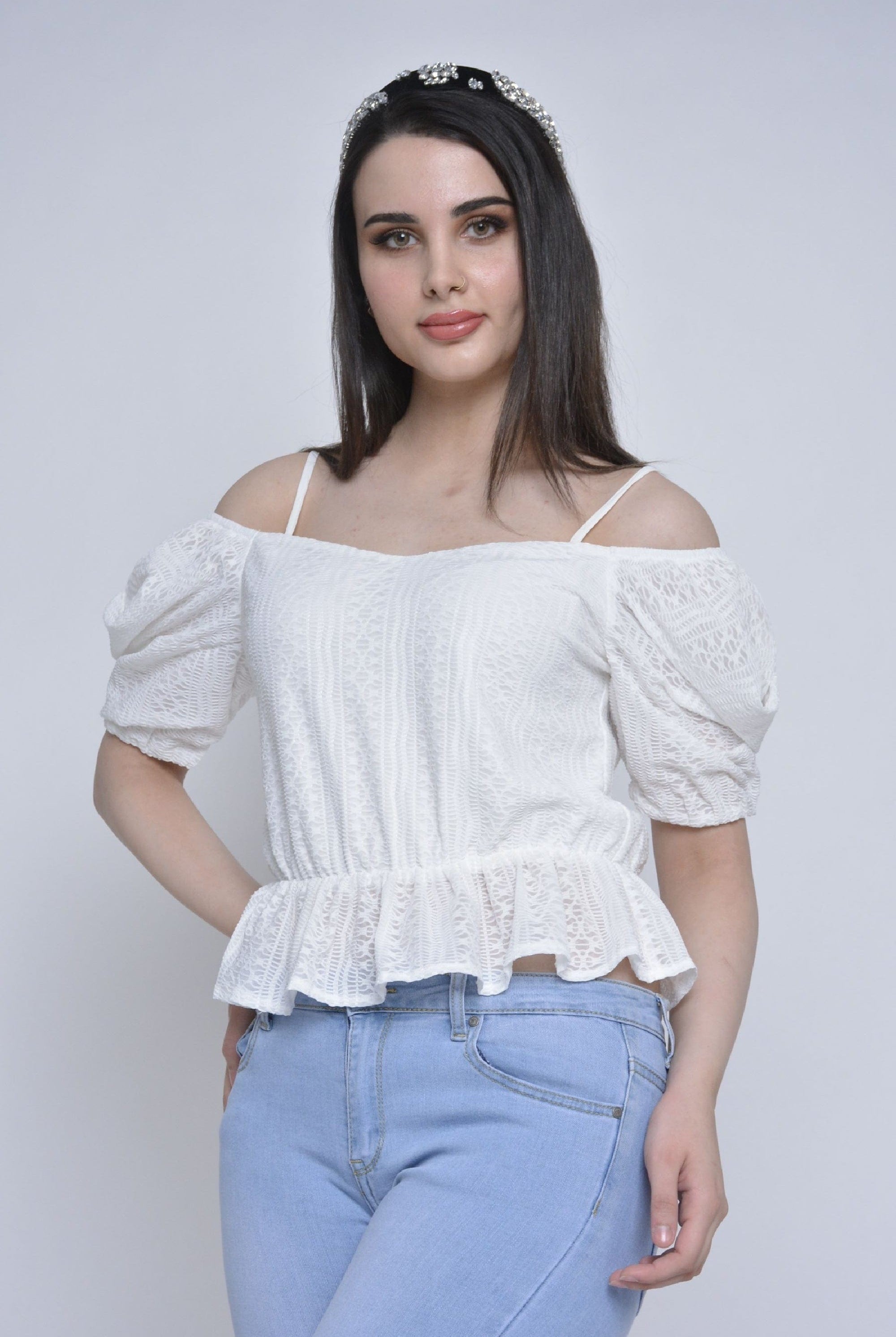 ميكا بلوزة مخصرة قصيرة بأكتاف مكشوفة نسائي