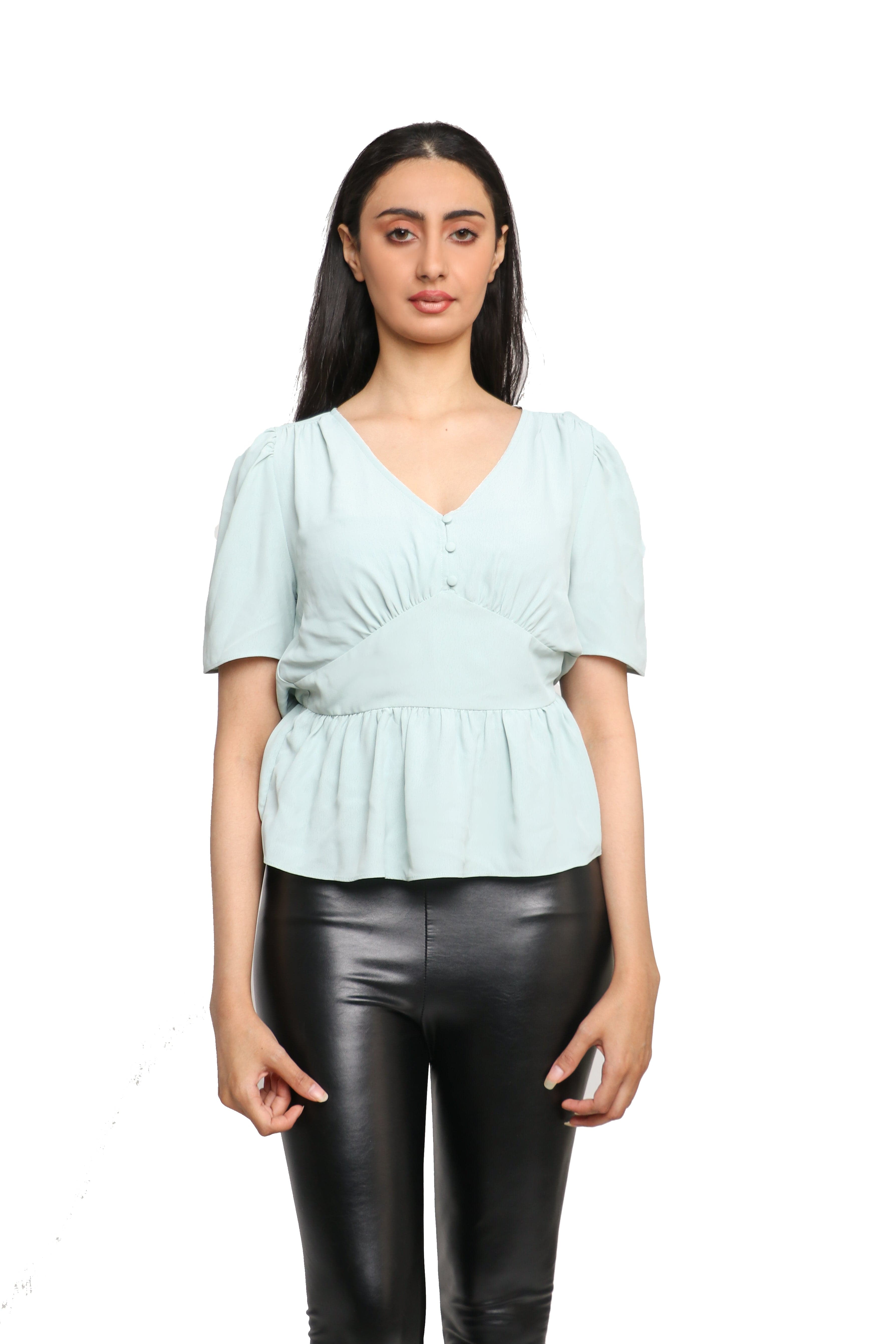 ميكا بلوزة مخصرة كم قصير سبعة نسائي