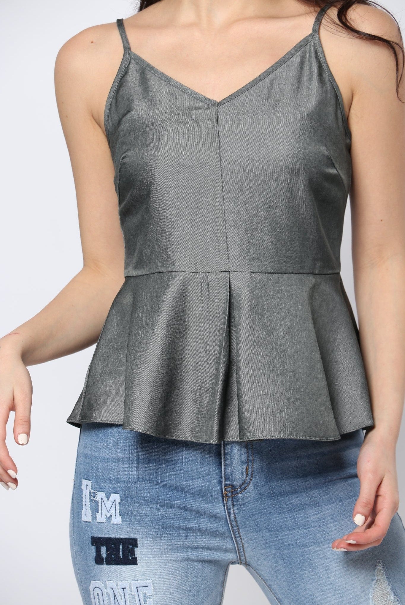 ميكا بلوزة سهرة حمالات سبعة كلوش من أسفل نسائي