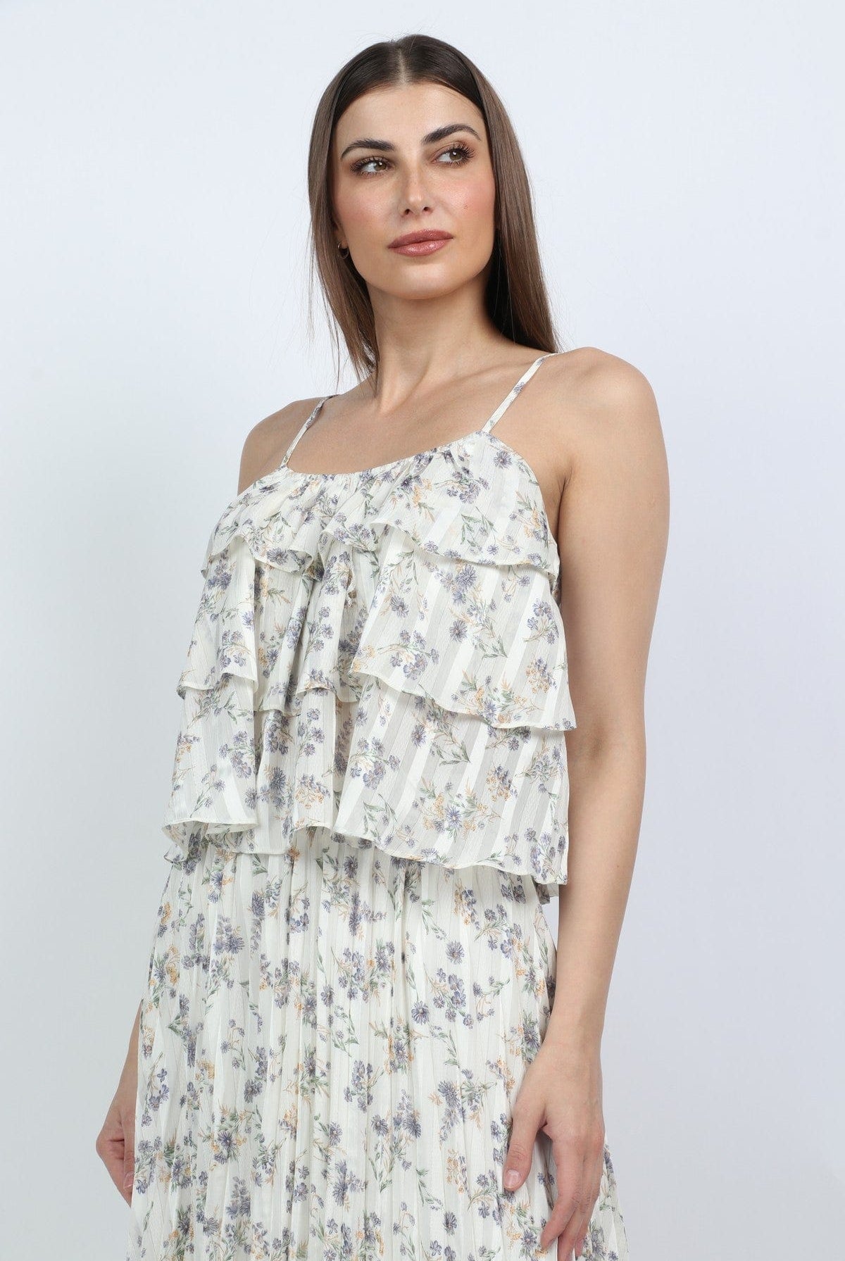 ميكا بلوزة حمالات مشجرة مكشكشة نسائي أرجواني